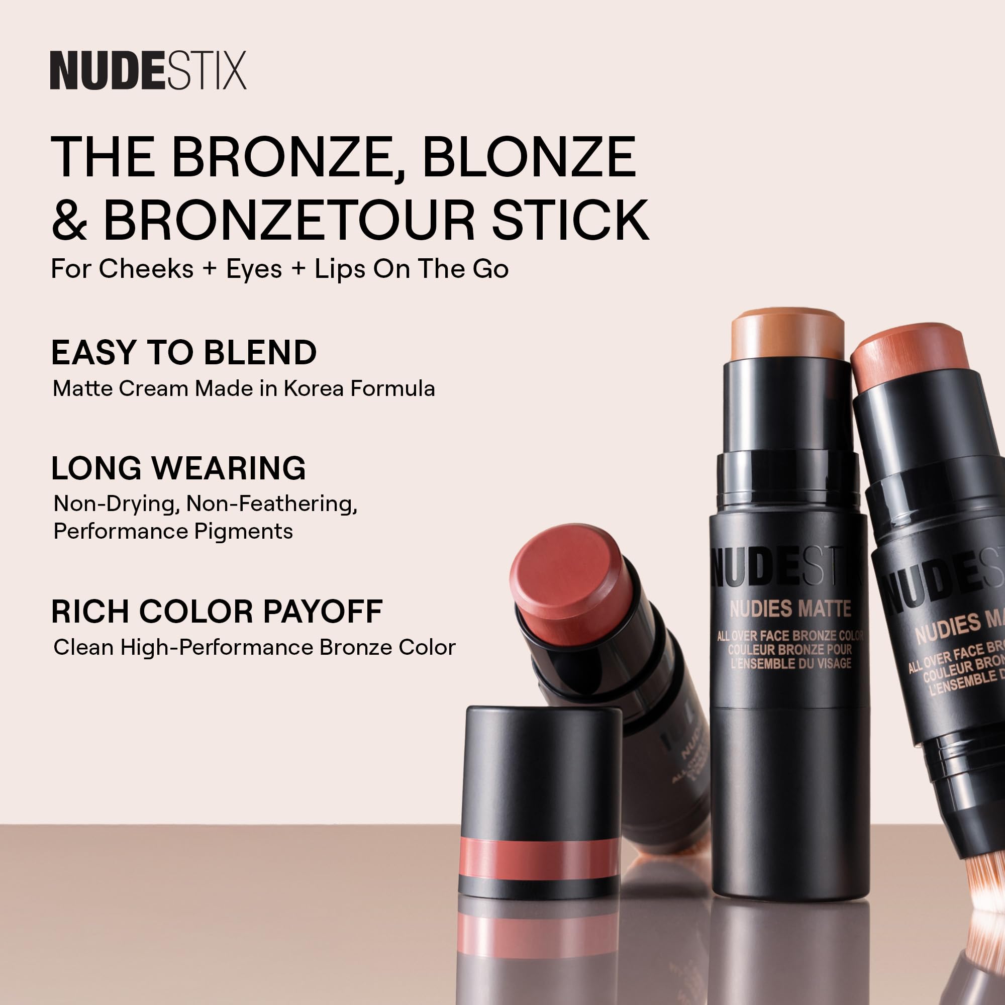 Nudestix Nudies Bronze All Over Matte Bronzing Stick – 3-in-1 Cream Bronzer for Cheeks, Eyes & Lips with Built-In Brush | Natural Contour & Sun-Kissed Glow | Bondi Bae Nudestix buy supplements canada