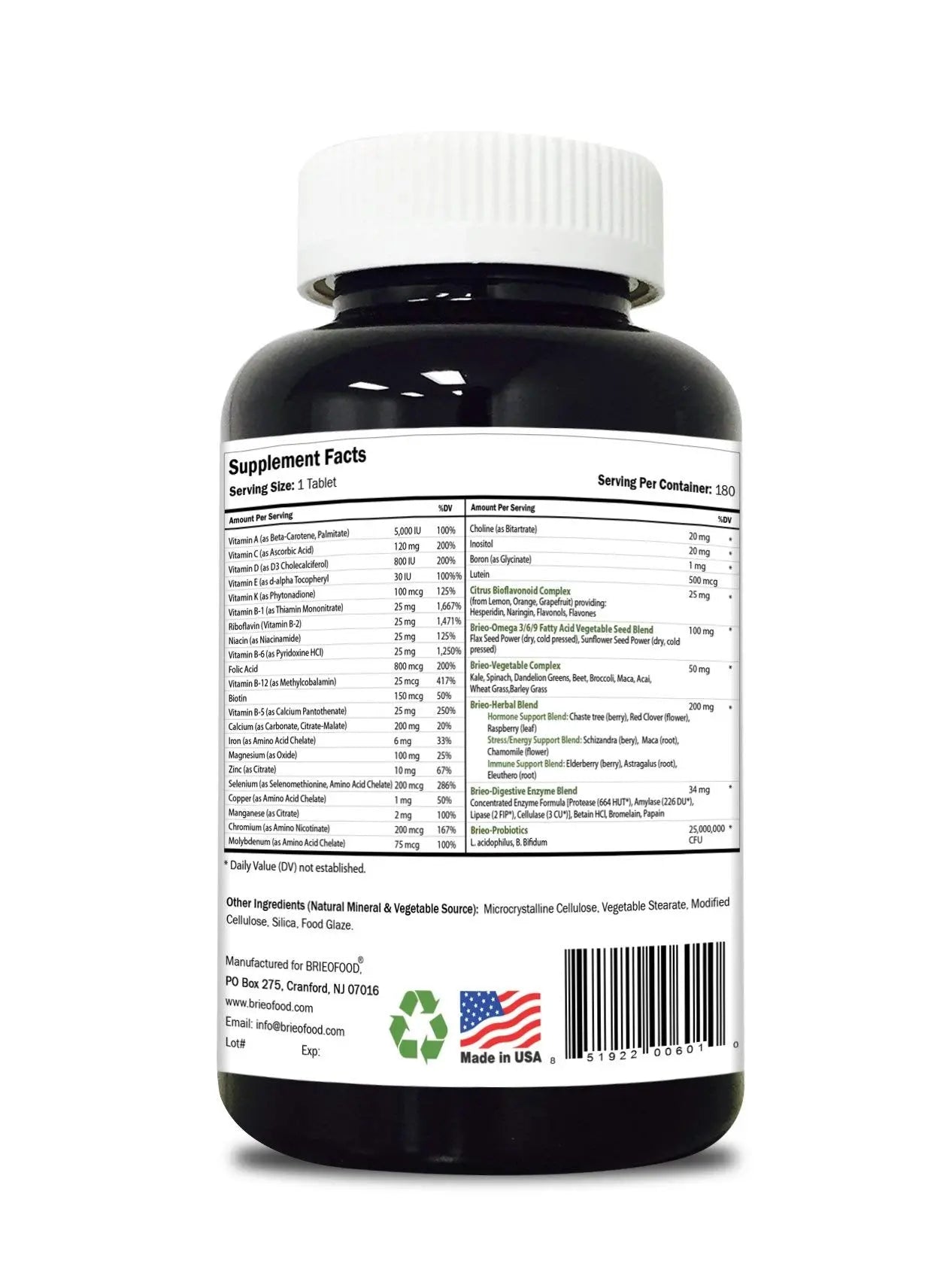 Briofood, Day-to-Day Food Based Women's Multi (180 Tablets) with Vegetable Source Omegas Brieofood buy supplements canada