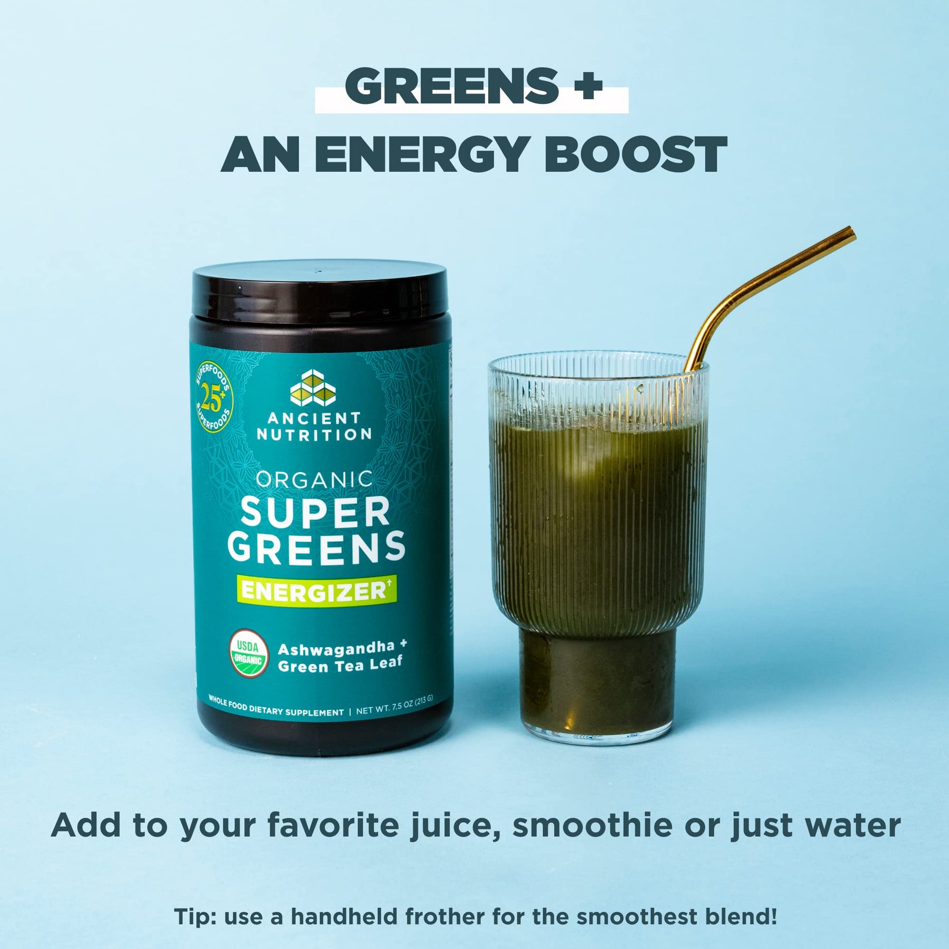 Ancient Nutrition Supergreens Energizer Powder, Organic Superfood Powder with Caffeine Ancient Nutrition buy supplements canada