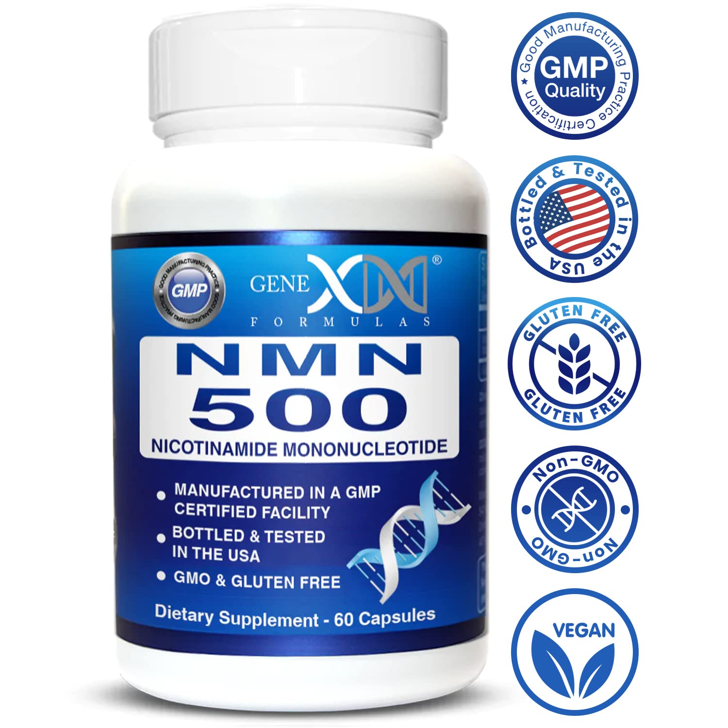 Genex Formulas NMN 500mg - 99% Pure Shelf Stabilized Supplement Capsules for Increased NAD Levels & Healthy Aging, GMP Certified, 500mg per Serving, 60 Capsules Genex Formulas buy supplements canada
