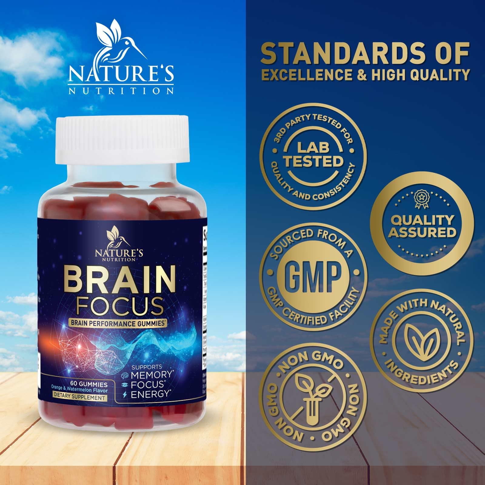 Brain Supplements for Memory and Focus with Phosphatidylserine, Nootropic Memory Supplement Gummy for Brain Health, Concentration, Mental & Cognitive Support, Focus Vitamins with B6 & B12-60 Gummies Nature's Nutrition buy supplements canada