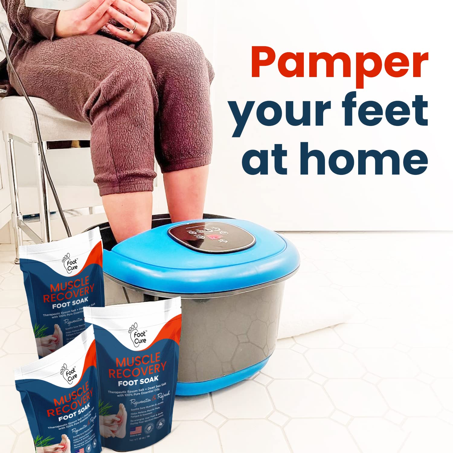 Muscle Relief Foot Soak with Epsom Salts - All Natural Salts for Post Workout Recovery FOOT CURE buy supplements canada