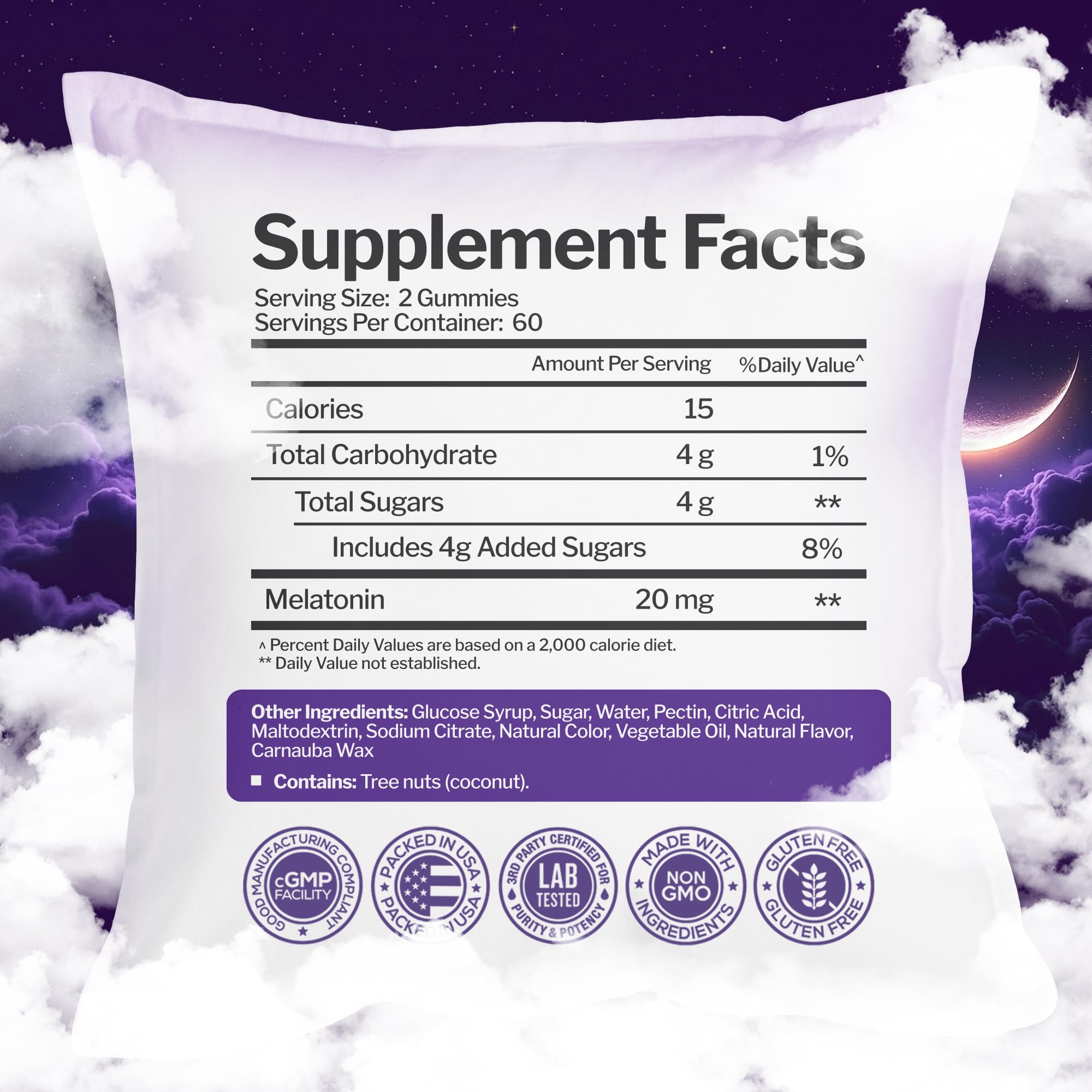 Melatonin 20mg Gummies (120 Count) - Maximum Strength Sleep Support for Adults with 10mg of Melatonin Per Gummy - Gluten-Free, Non-GMO, Vegetarian Just Nutrients buy supplements canada