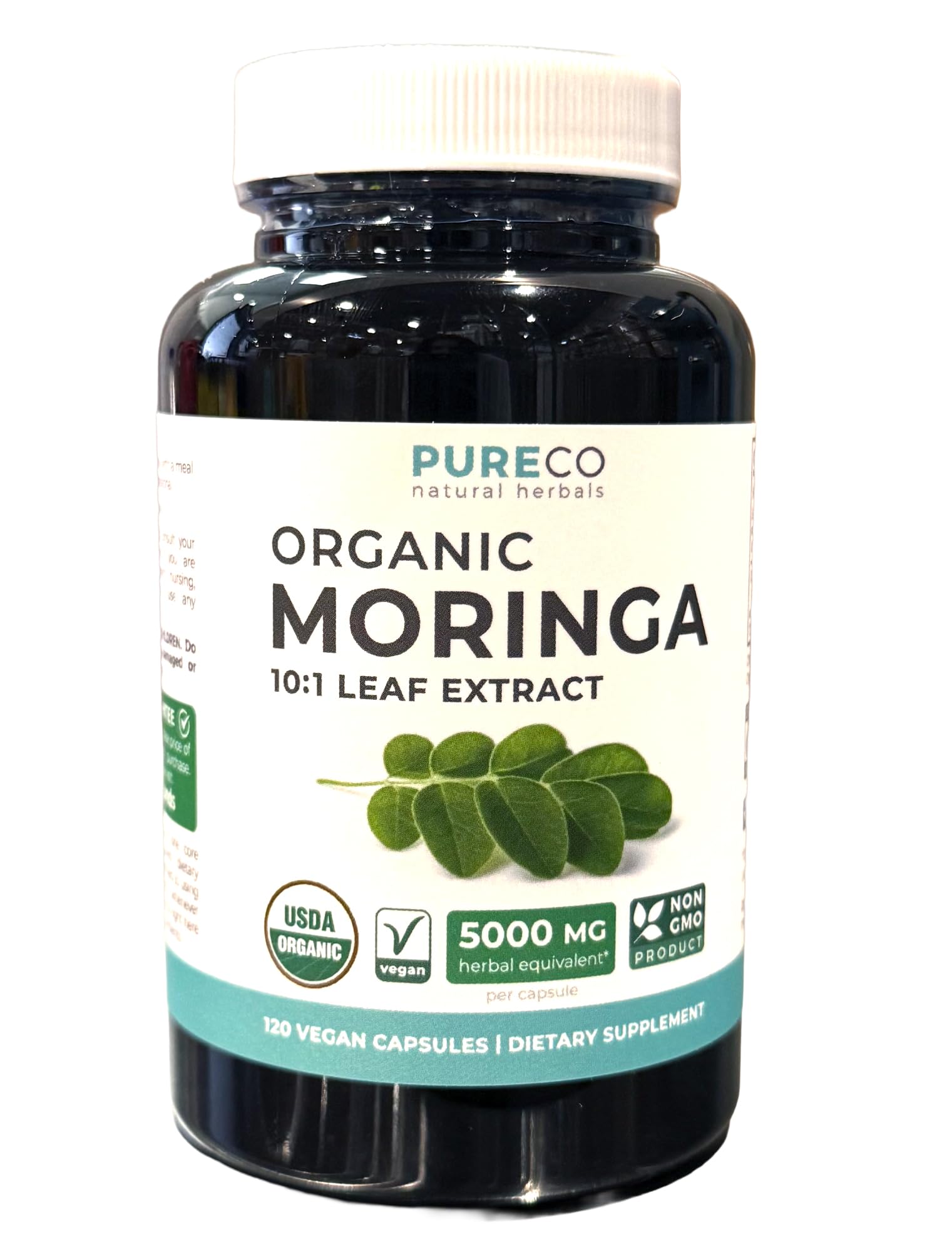 USDA Organic Moringa Capsules - High Potency Organic Moringa 500mg Extract 10:1 Per 1 Capsule Serving - Nutrient Dense Green Superfood Antioxidant PURE CO buy supplements canada