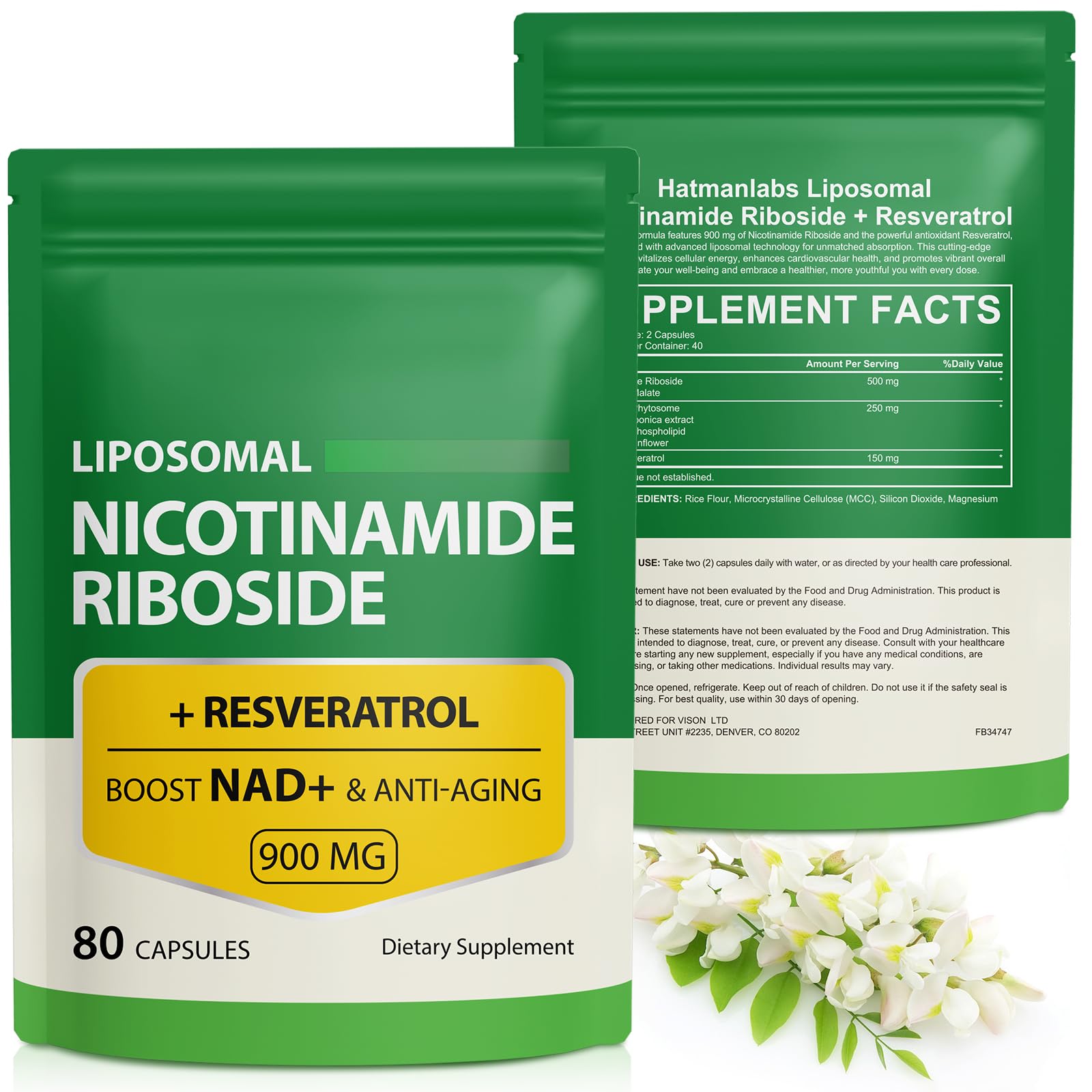 NAD Supplement with Nicotinamide Riboside - Resveratrol,Liposomal Nicotinamide Riboside,Quercetin - High Purity NAD Supplement for Anti-Aging, Focus, Energy 160 Capsules (2 Bag) Ruduwu buy supplements canada