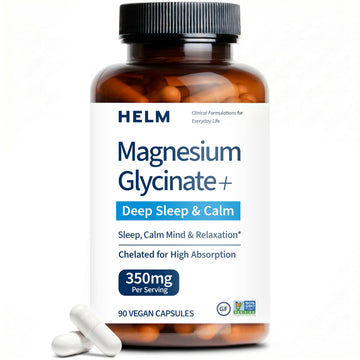 Pure Magnesium Glycinate - Magnesium for Sleep, Stress, Muscle & Nerve Support - High-Absorption, Non-GMO, Vegan - 90 Capsules (350mg) Helm Nutrition buy supplements canada