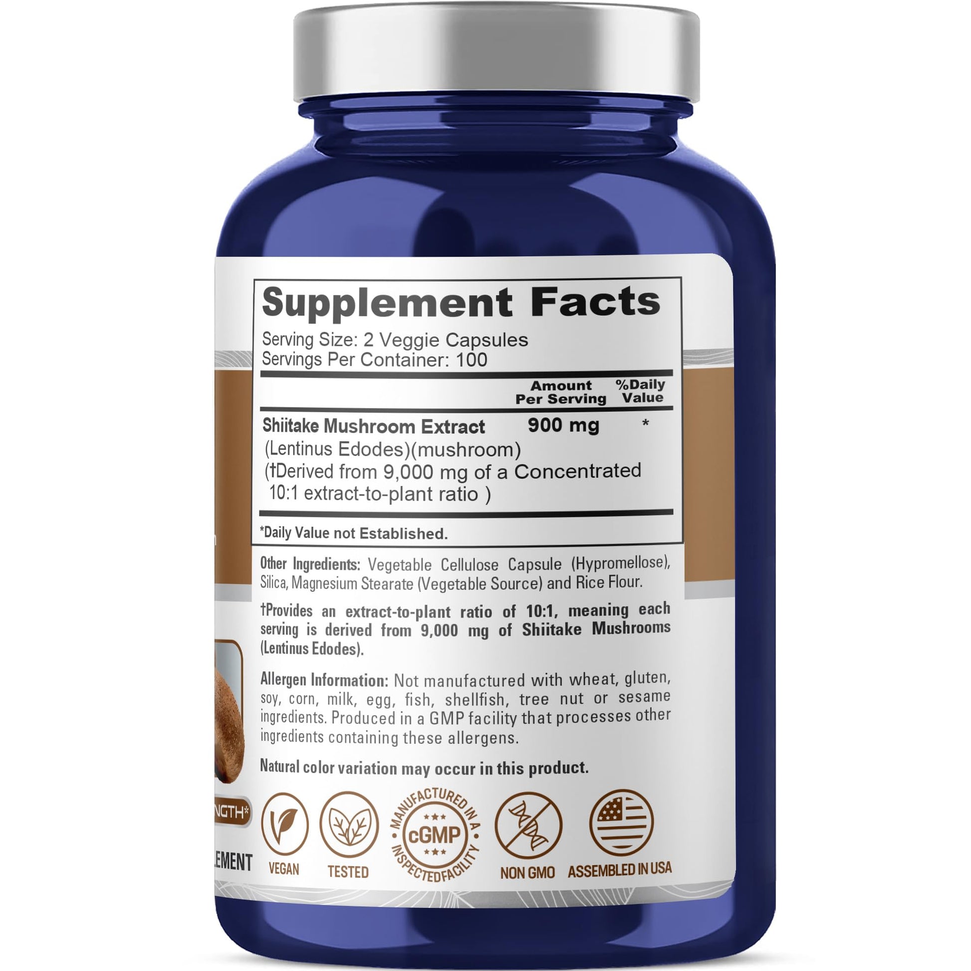 NusaPure Shiitake Mushroom 10:1 Extract, 900 mg Equivalent to 9000mg 200 Veggie Capsules (Non-GMO, Vegan) NusaPure buy supplements canada