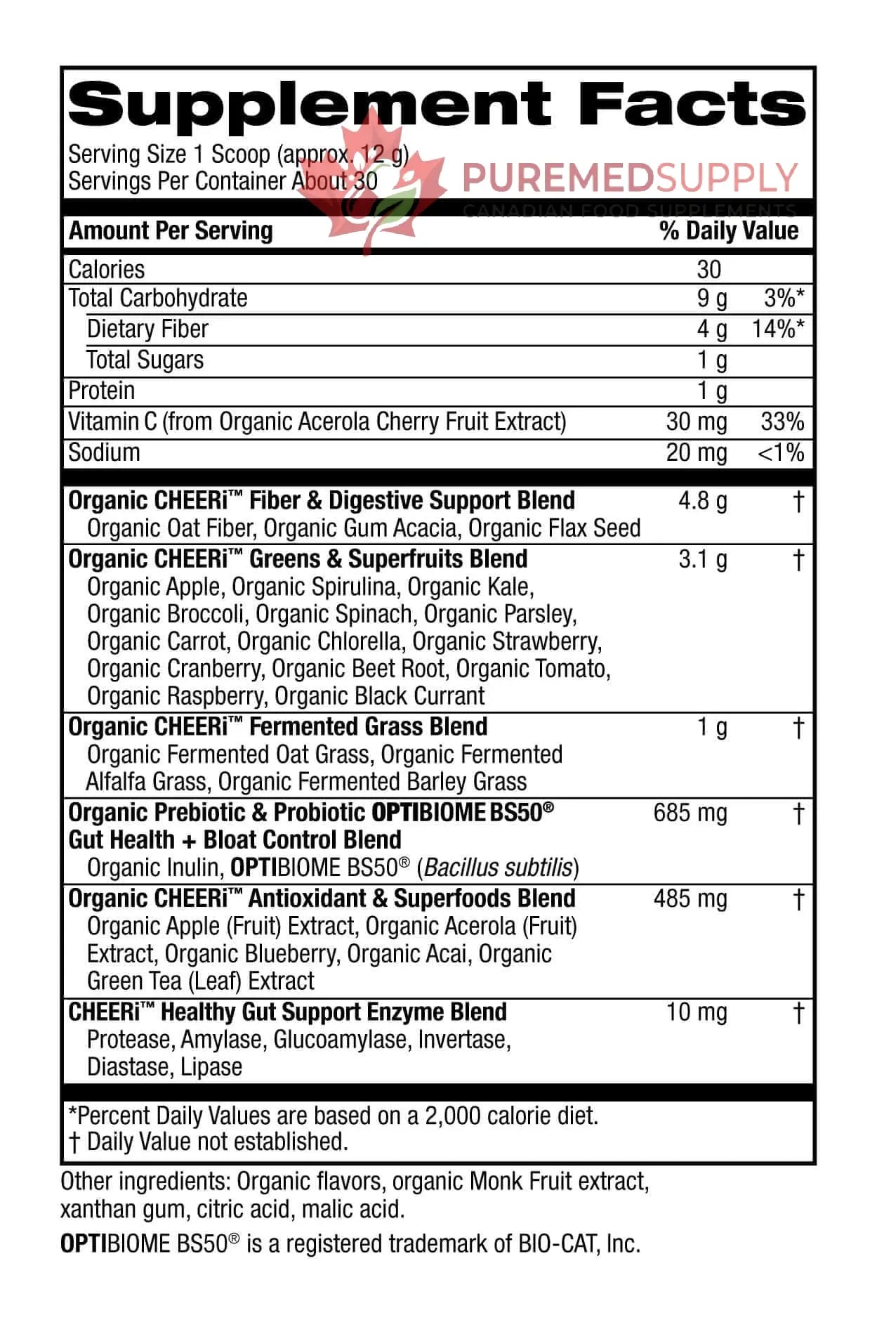Cheerific Crisp Apple Greens Superfood Powder - 20+ Organic Superfoods + Prebiotic & Probiotics + More - Keto Friendly - Supports Positive Mood, Gut Health - Vegan, Gluten Free, Non-GMO - 30 Day Cheerific buy supplements canada