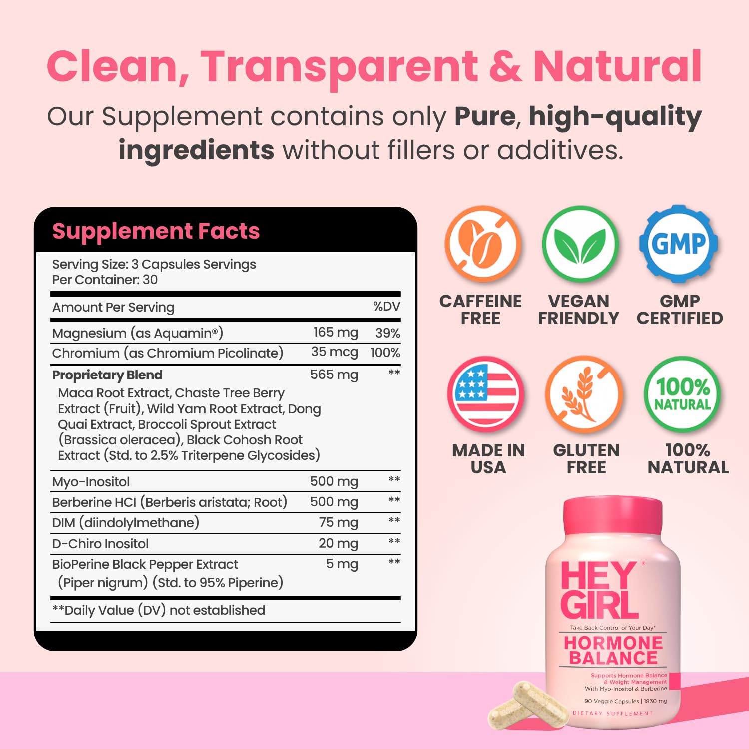 Hey Girl Hormone Balance for Women – 13-in-1 Menopause, PMS & Cycle Support – Mood & Hot Flash Support – w Myo-Inositol, Berberine, Maca Root, Black Cohosh, DIM, Dong Quai HEY GIRL NUTRITION buy supplements canada