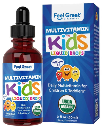 Feel Great Vitamins Organic Multivitamin Liquid Drops for Toddlers & Kids | Daily Essential Nutrients for Healthy Growth | The Feel Great Vitamin Company buy supplements canada