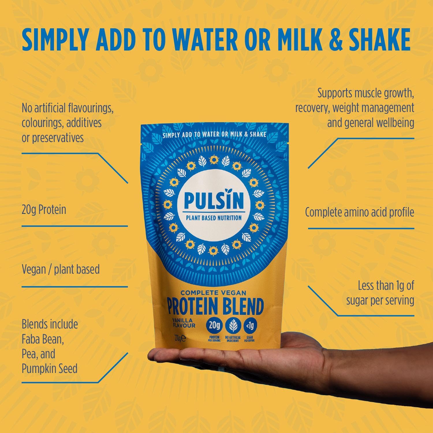 Pulsin plant based nutrition,Complete vegan protein blend,Vanilla flavour 270 g Pulsin buy supplements canada