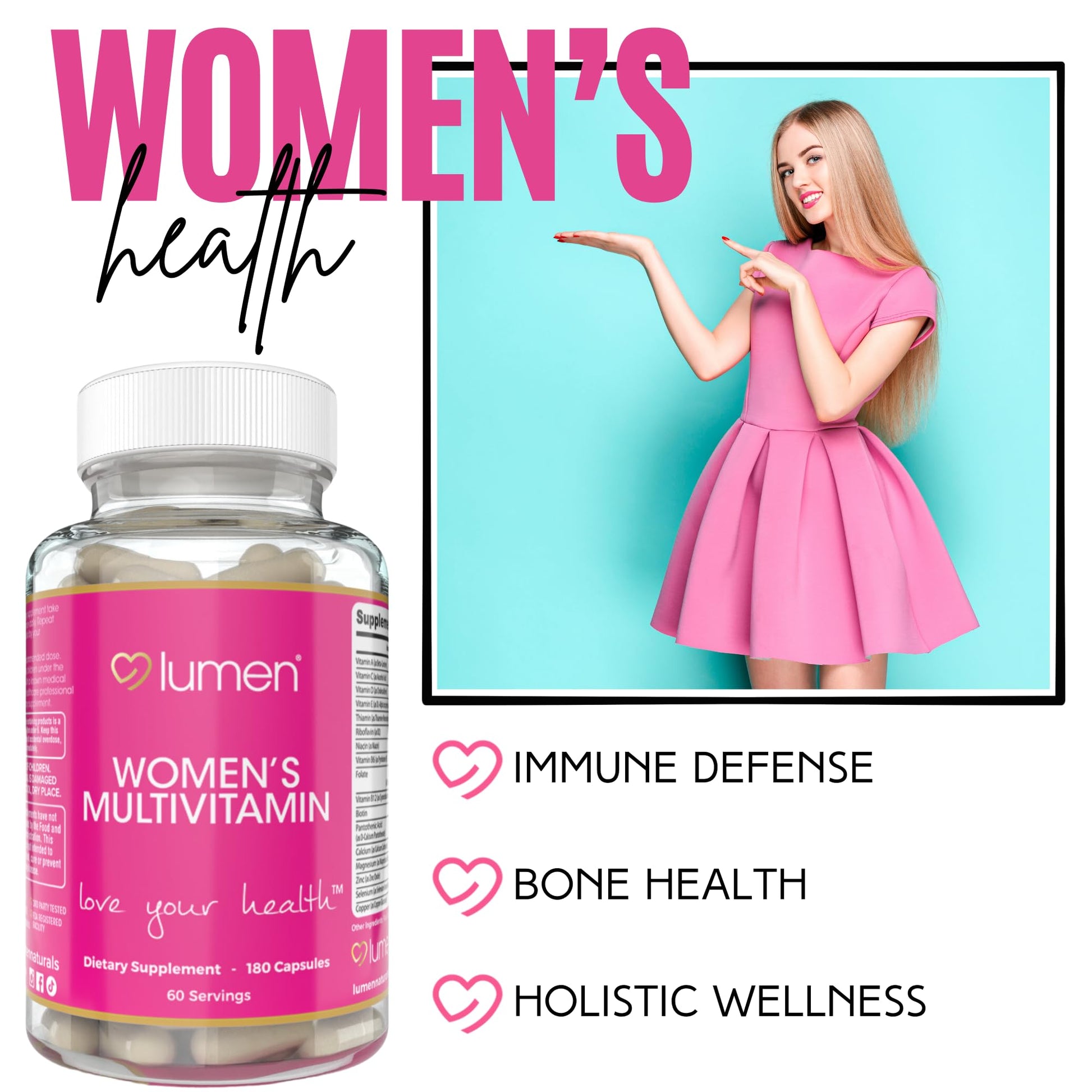 Lumen Naturals Women's Multivitamin Vitamin B12, A, C, D, & E - 180 Count - 60 Servings - Veggie Capsules Lumen Naturals buy supplements canada
