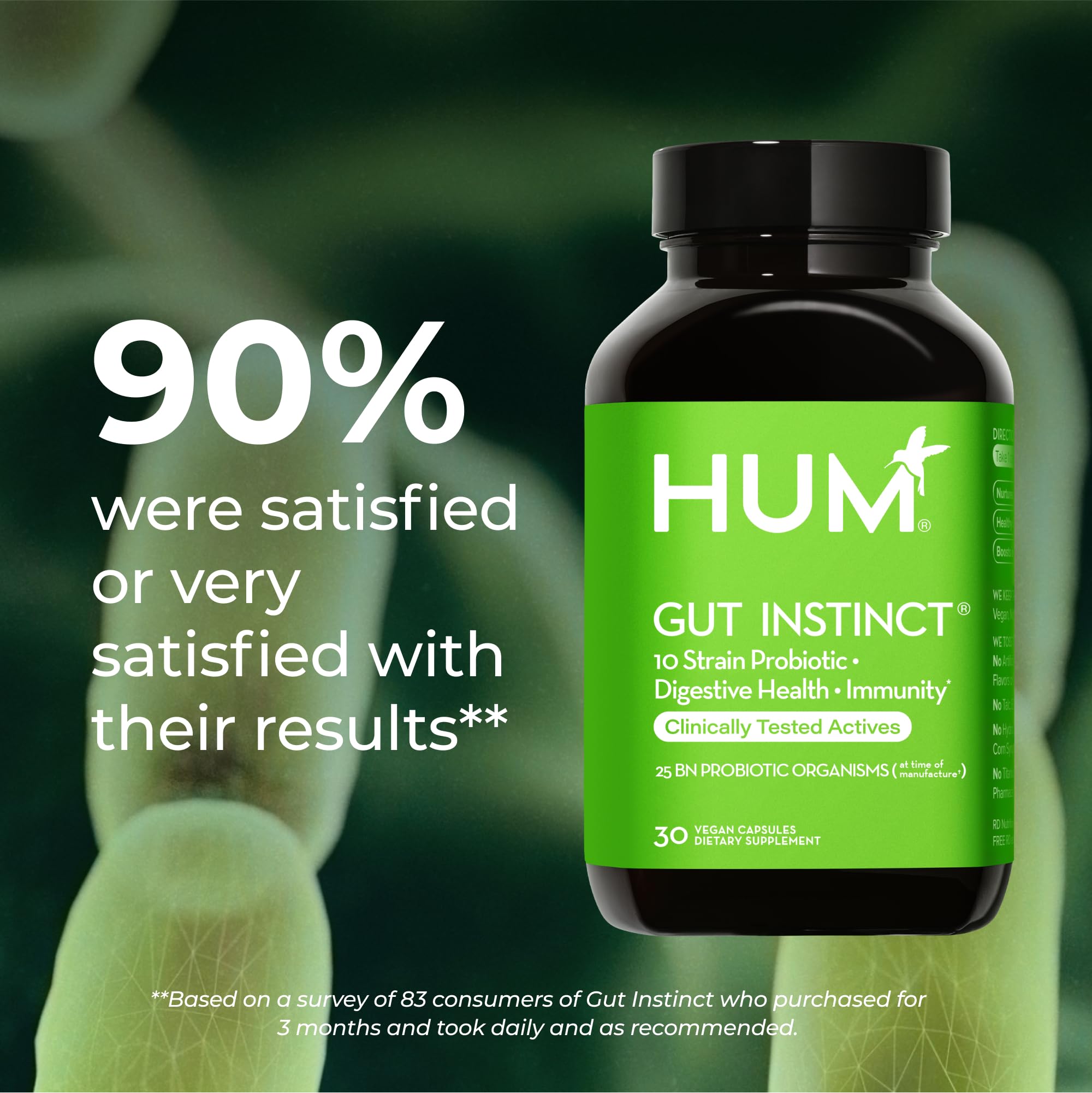 HUM Gut Instinct Daily Probiotics for Women and Men, Digestive Health, Lactobacillus, Bifidobacterium Strains for Immune Support, Probiotic Supplement for Healthy Gut Diversity, 30 Capsules HUM buy supplements canada