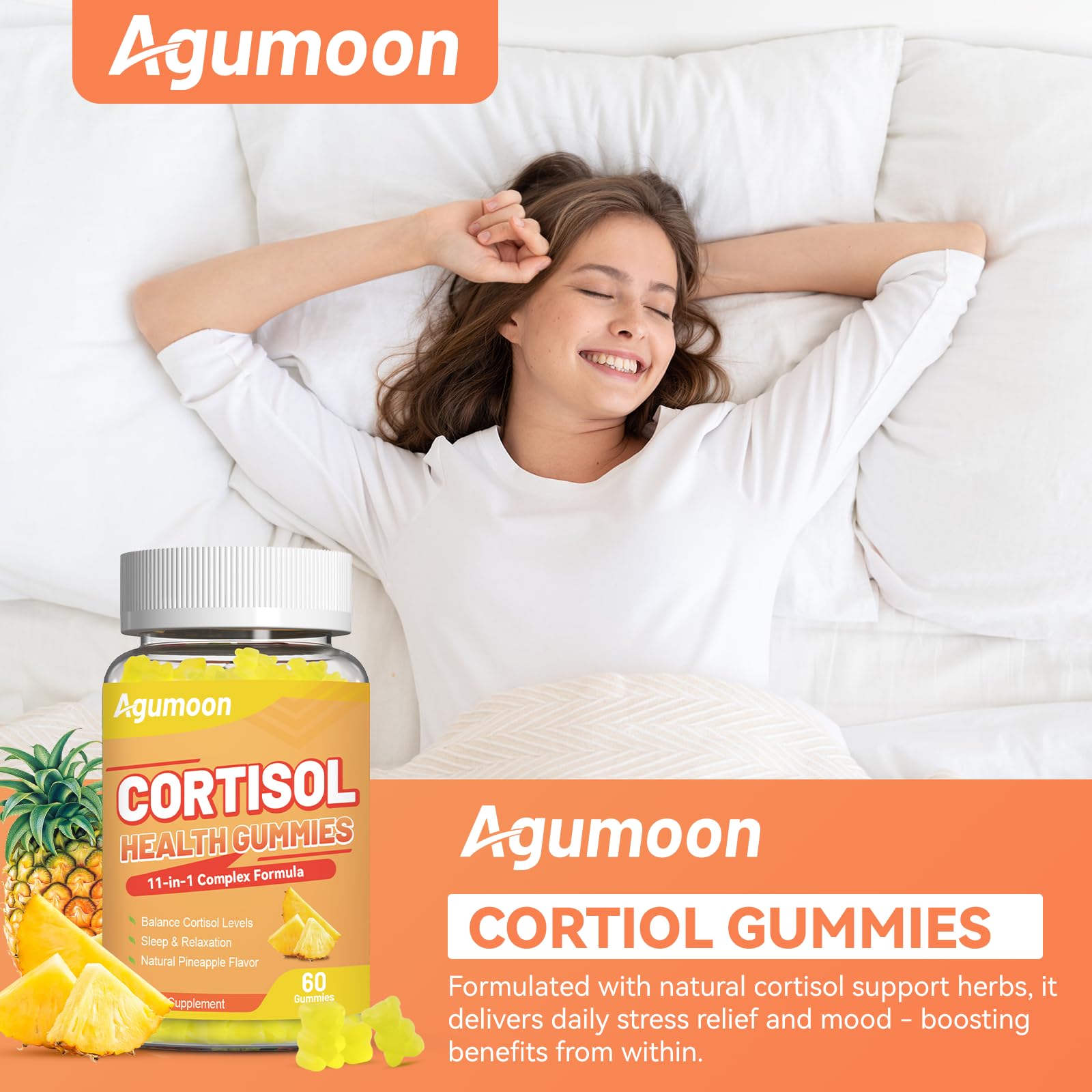 Agumoon Cortisol Gummies for Women, Cortisol Supplements with Ashwagandha, Magnesium, L-theanine, for Relaxation and Mood Support - 120 Gummies Agumoon buy supplements canada