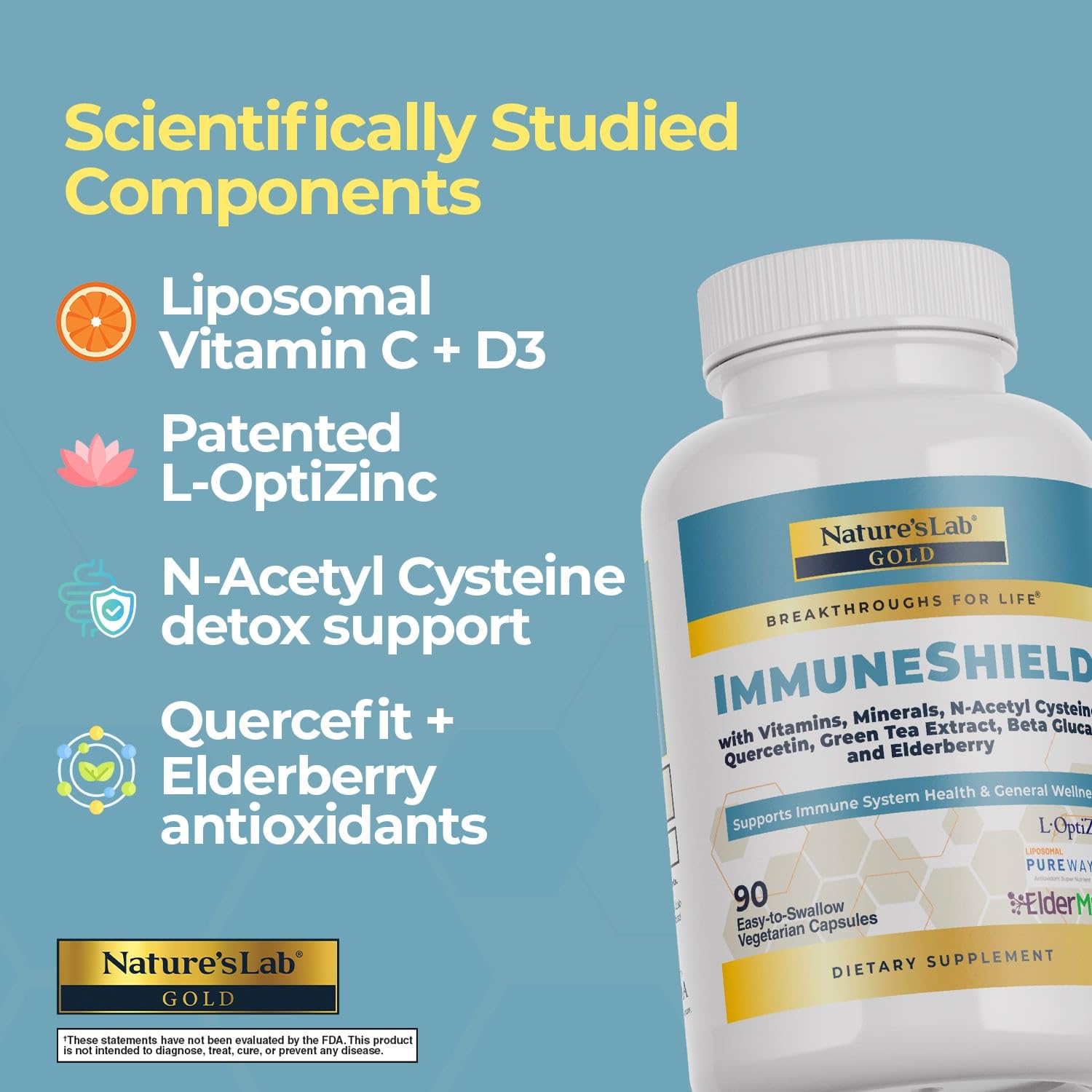 Nature's Lab Gold ImmuneShield - Supports Immune System Health & General Wellness* - 90 Capsules (30 Day Supply) Nature's Lab buy supplements canada