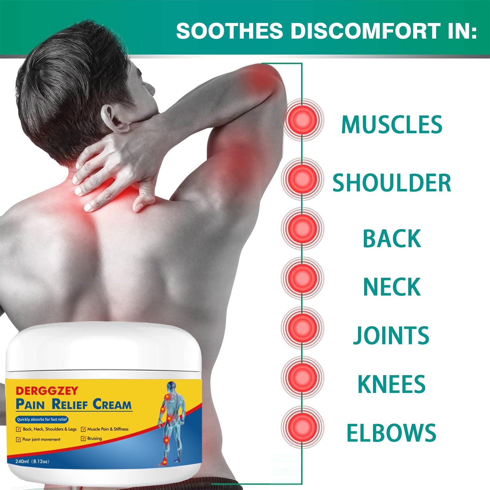 Derggzey Naturals Arthritis Pain Relief Cream 8 oz - Maximum Strength Deep Penetrating for Joint, Muscle, Knee, Back, Feet, Hand, Ankle - Effective Soothing Derggzey buy supplements canada