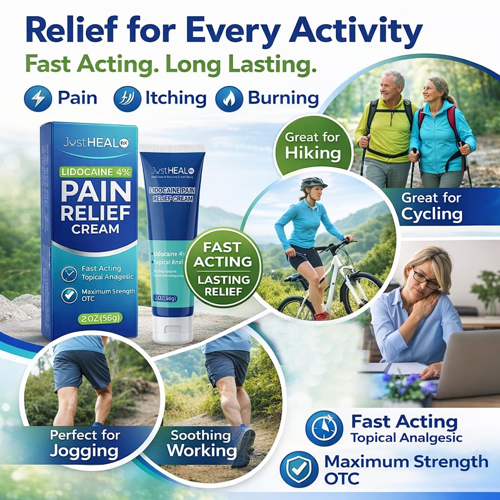 JustHeal RX Lidocaine Cream for Hemorrhoids | 2 OZ Tube – Fast-Acting 4% Lidocaine Numbing Cream & Topical Analgesic Cream for Anorectal Itch Relief | OTC Lidocaine Cream Maximum Strength JustHeal RX buy supplements canada