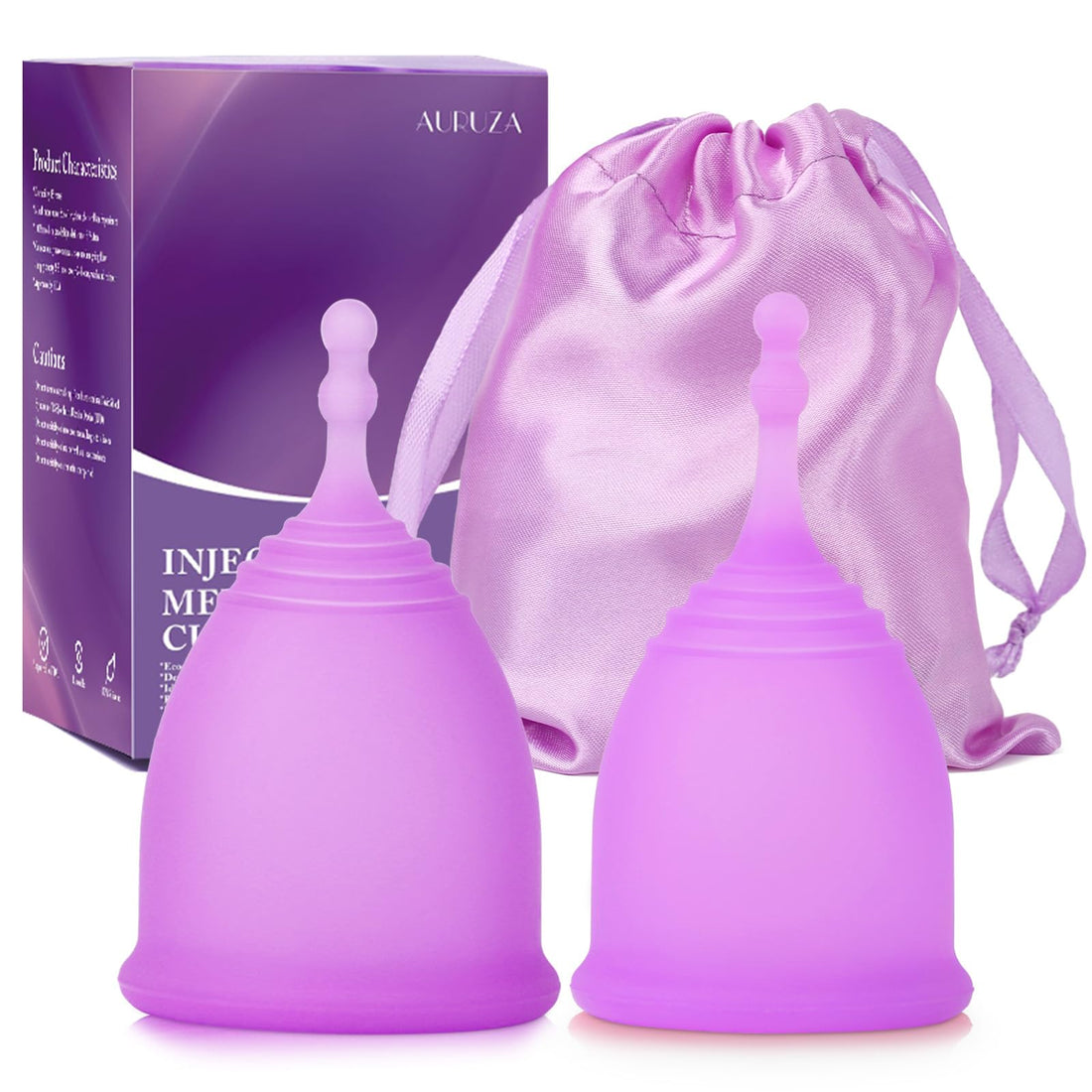 AURUZA Menstrual Cups, Set of 2 Reusable Period Cups Kit for Girls & Women, Silicone Soft Cups AURUZA buy supplements canada