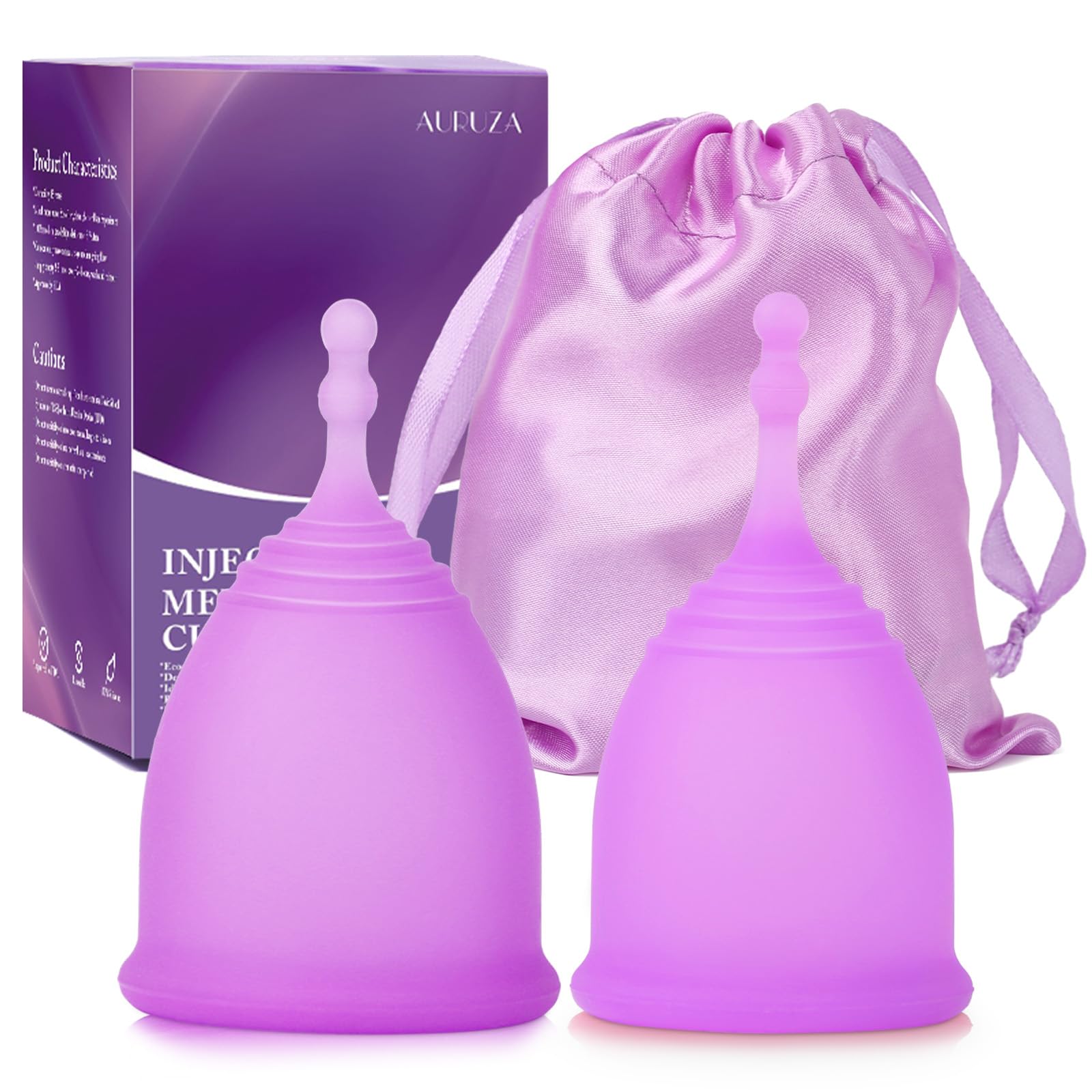 AURUZA Menstrual Cups, Set of 2 Reusable Period Cups Kit for Girls & Women, Silicone Soft Cups AURUZA buy supplements canada
