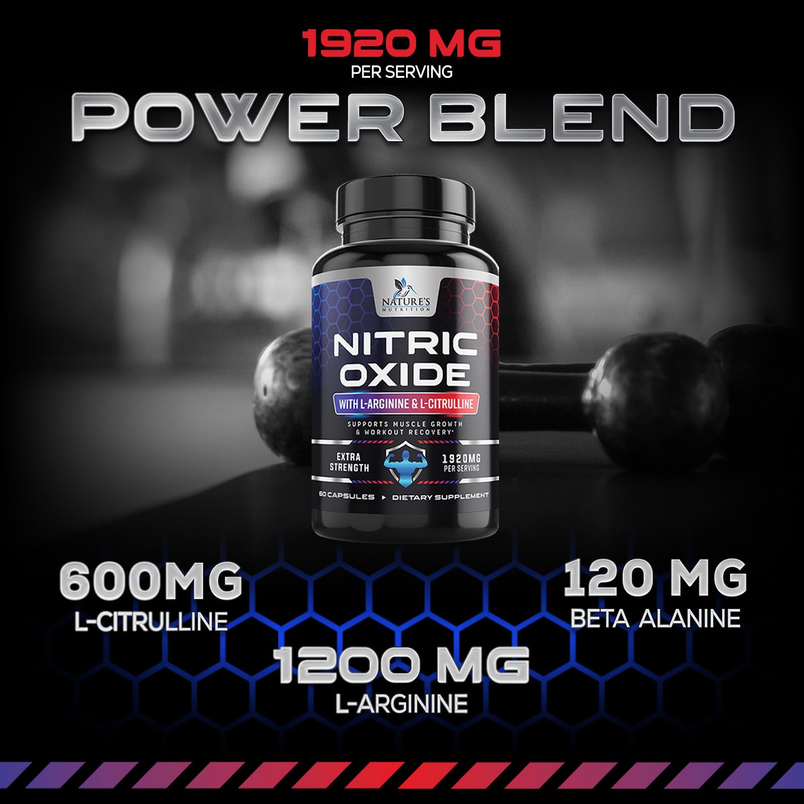 Extra Strength Nitric Oxide Supplement L Arginine 3X Strength - Citrulline Malate, AAKG Nature's Nutrition buy supplements canada