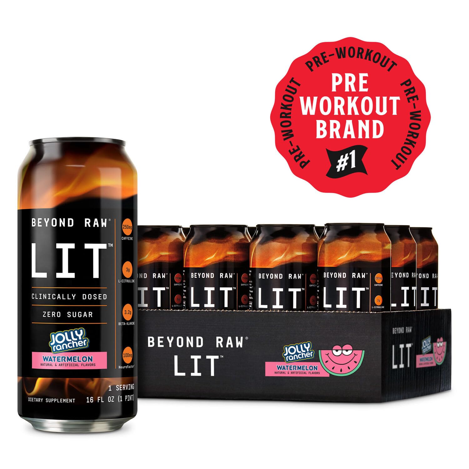 BEYOND RAW LIT On The Go | Ready to Drink Cans | Contains Caffeine, L-Citrulline, Beta-Alanine, and Nitric Oxide | Jolly Rancher Watermelon | 12 Count BEYOND RAW buy supplements canada
