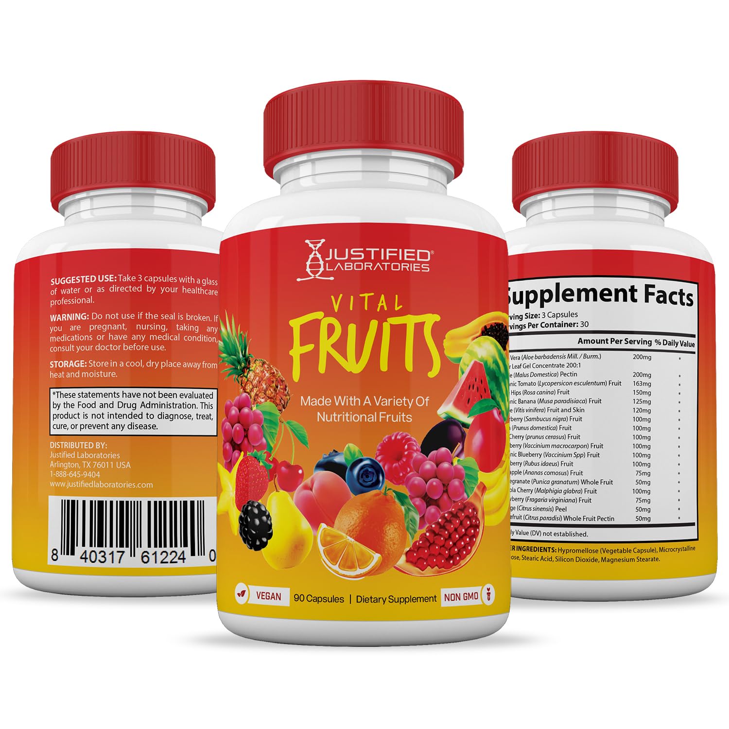 (20 Pack) Vital Fruits and Veggies Supplement Whole Food Red & Green Superfoods Justified Laboratories buy supplements canada