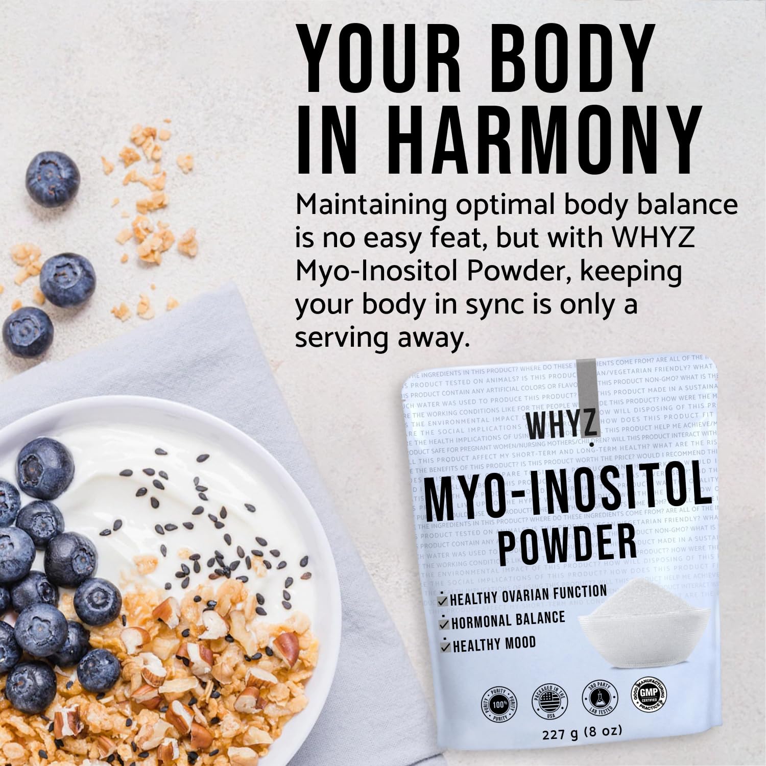 Myo-Inositol Powder 8oz, Natural Myo Inositol Supplement for Ovarian Support WHYZ buy supplements canada