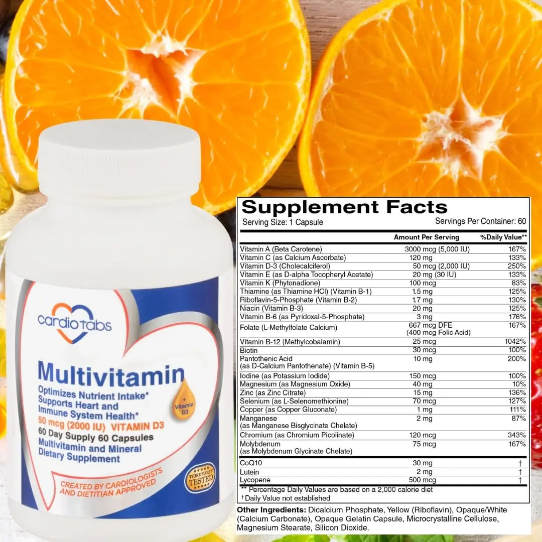 Cardiotabs Multivitamin - Heart and Immunity Supplements for Men & Women, Multivitamin for Men & Women, with Minerals B-Vitamin Complex CardioTabs buy supplements canada