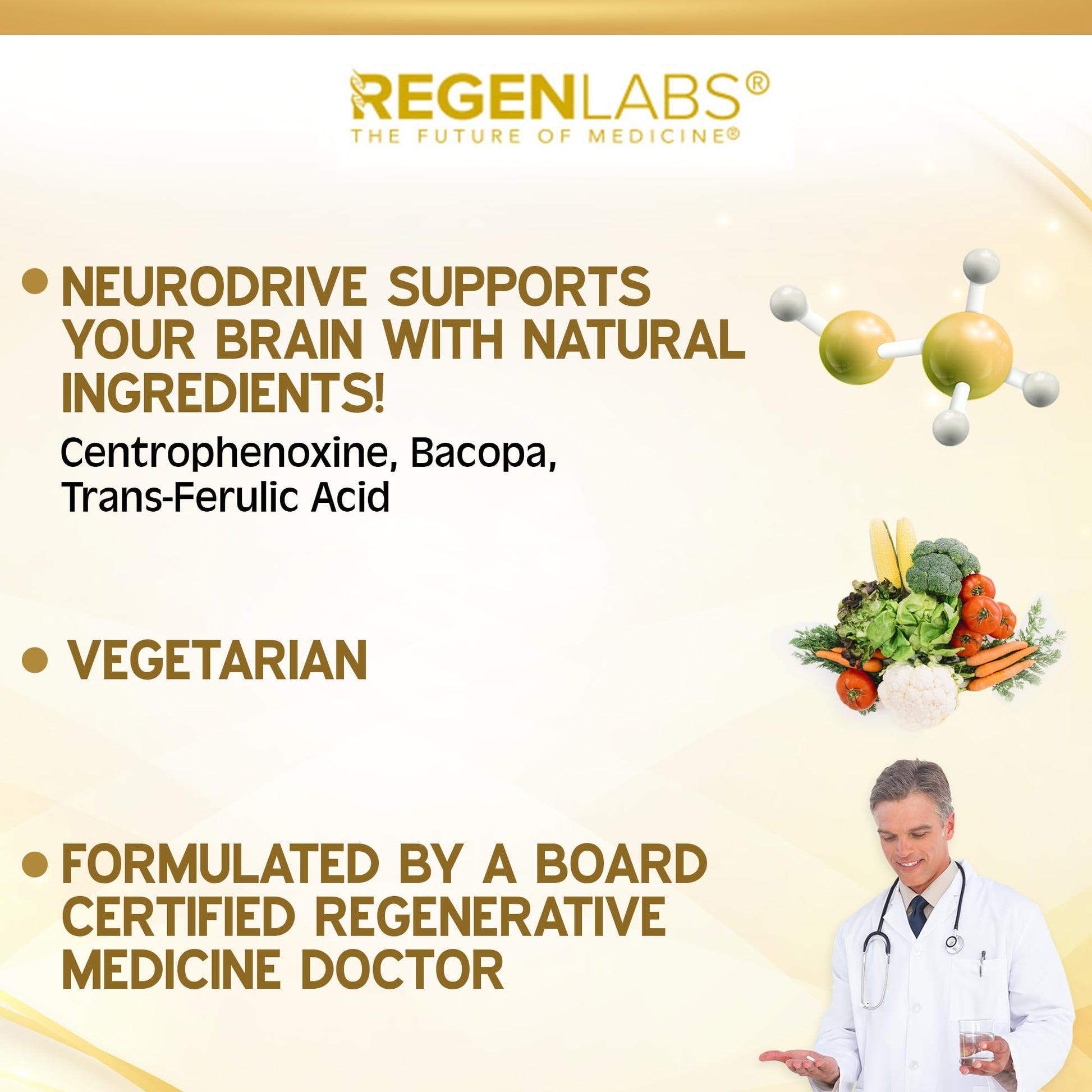 Regen Labs NeuroDrive Memory & Focus Supplement - Boost Brain Focus, Mental Health & Brain Fog | Natural Doctor Approved - Brain Nootropic, Phosphatidylserine, Centrophenoxine, Bacopa - 90 Capsules Regen Labs buy supplements canada
