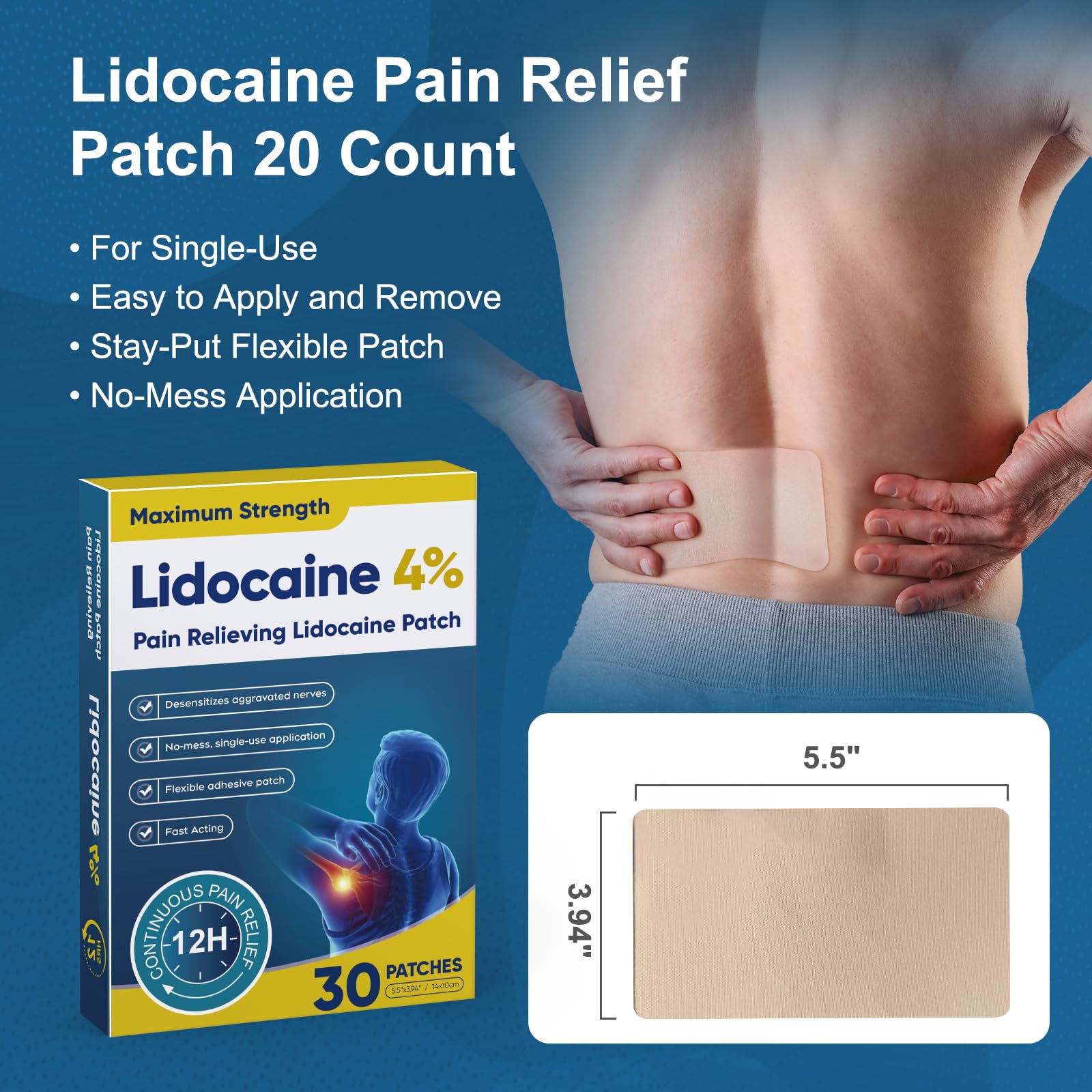 YOAPA Teemofe 4% Lidocaine Patches, Maximum Strength Pain Relieving Patch for Back, Neck, Shoulder, Knee and Muscle Soreness - 12 Hour Efficient Relief-009 YOAPA buy supplements canada