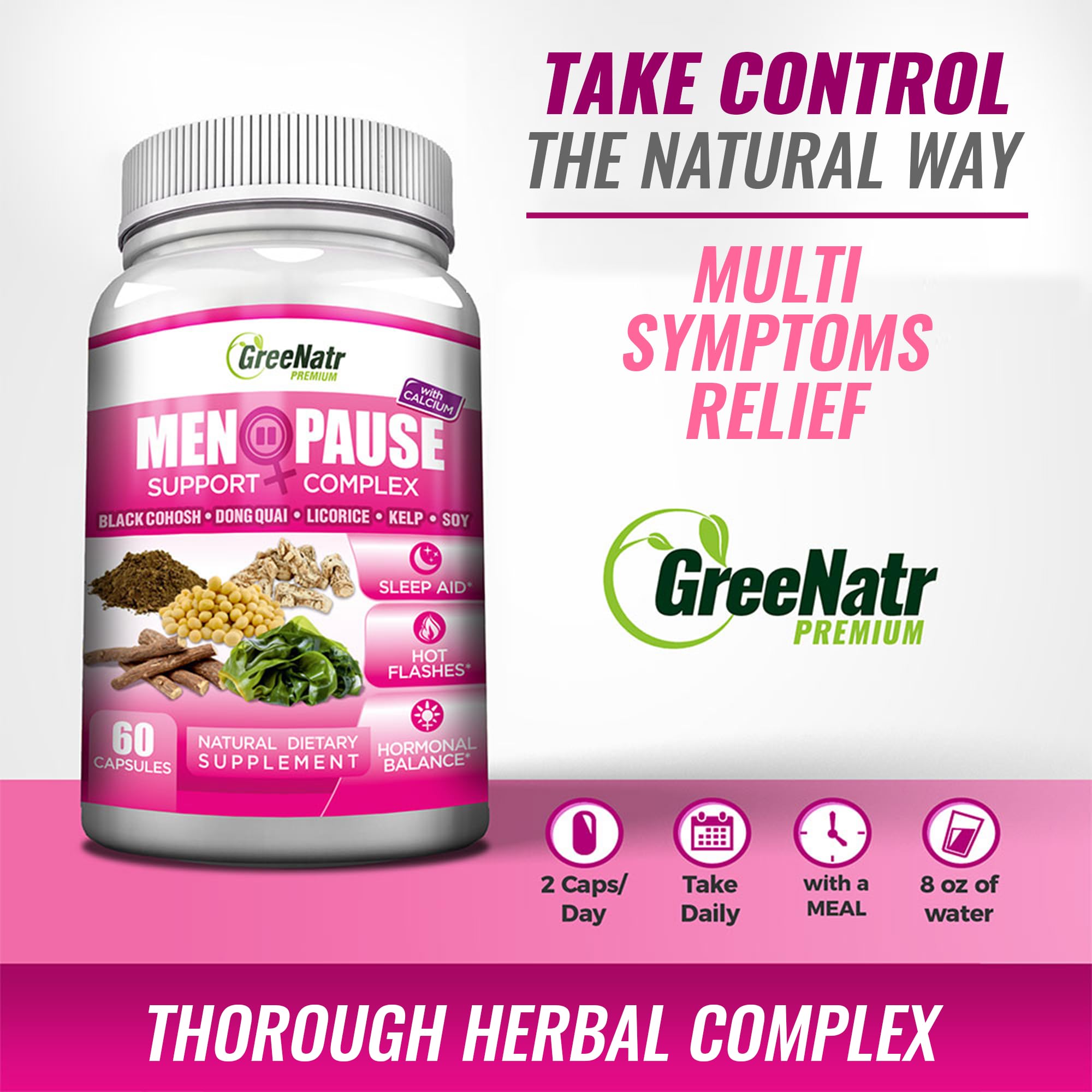 GreeNatr Menopause Supplements for Women - Perimenopause Supplements Women with Dong Quai & Black Cohosh for Menopause Hot Flashes - Menopause Support for Sleep Quality & Hormone Balance - 60 Caps GreeNatr buy supplements canada