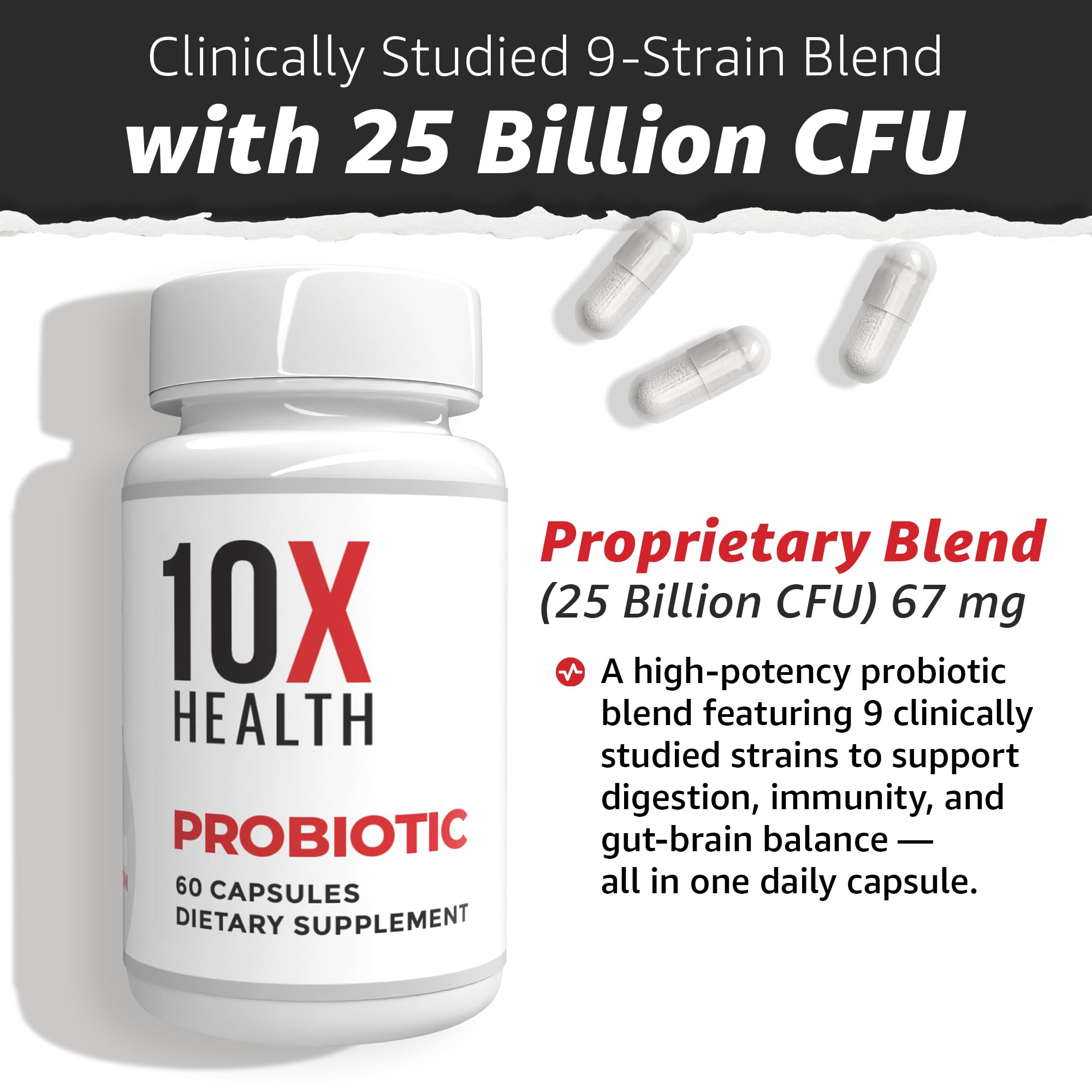 10X Health Probiotics for Men - 60 Capsules Immune Support Supplement & Probiotics for Digestive Health with Lactobacillus Rhamnosus, 10X Health System buy supplements canada