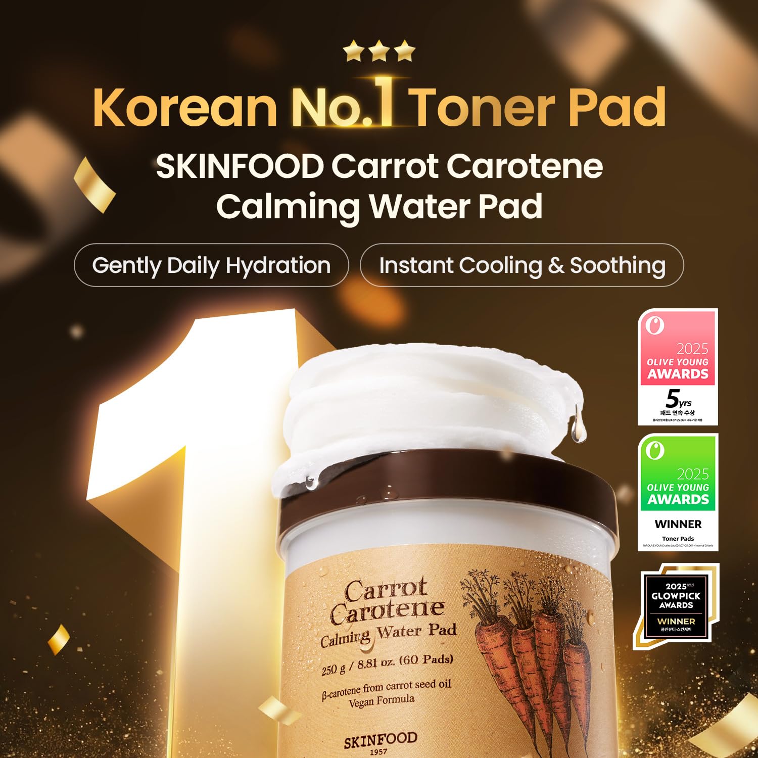 SKINFOOD Carrot Carotene Toner Pads, Hydrating & Soothing for Dry Skin, Instant Cooling, After Sun & Heat Care, Cotton Facial Toner Pads, Korean Skincare for Face (60 Counts) SKINFOOD 1957 buy supplements canada