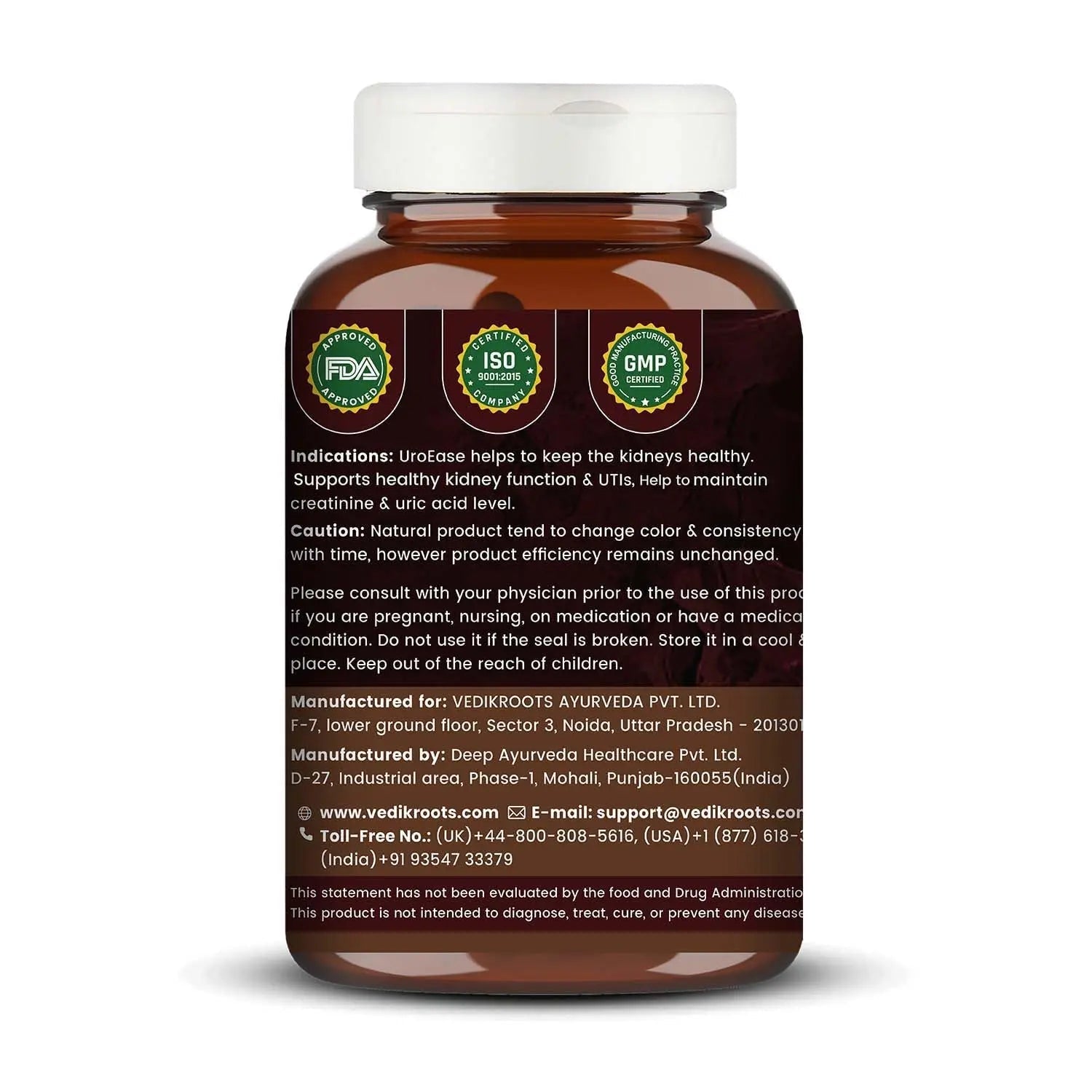 VEDIKROOTS UroEase | Ayurvedic Herbal Supplement for Kidney Health & Uric Acid Levels | Supports Urinary Tract Health | 60 Veg Capsules VEDIKROOTS buy supplements canada