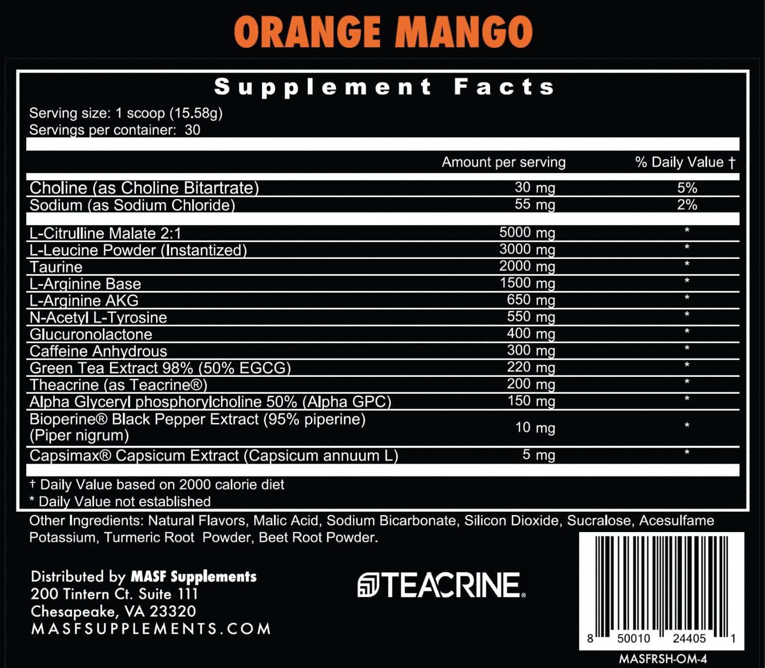 MASF Rush Pre-Workout (Orange-Mango) MASF buy supplements canada