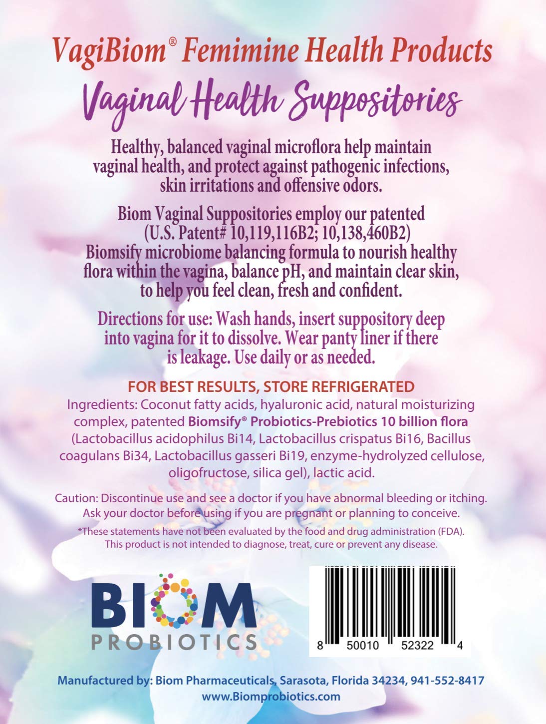 Biom Vaginal Probiotic Suppository: Natural Vaginal pH and Odor Control Regimen; Balance Biom Probiotics buy supplements canada