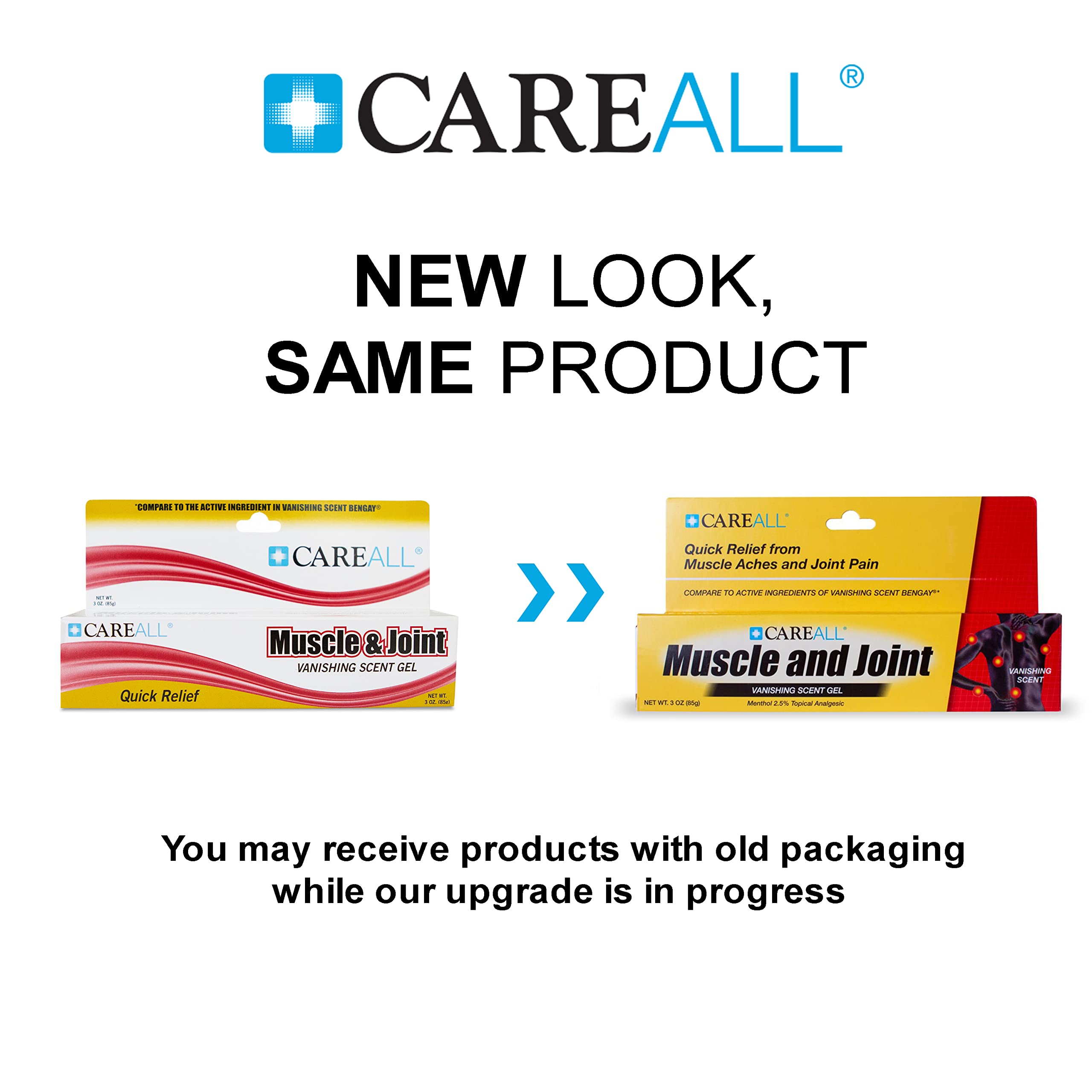 CareAll Muscle & Joint Vanishing Scent Gel, 3.0 oz. (3 Pack), Non-Greasy, Pain Relief Gel for Muscle, Back and Minor Arthritis, Topical Analgesic, 2.5% Menthol CareAll buy supplements canada