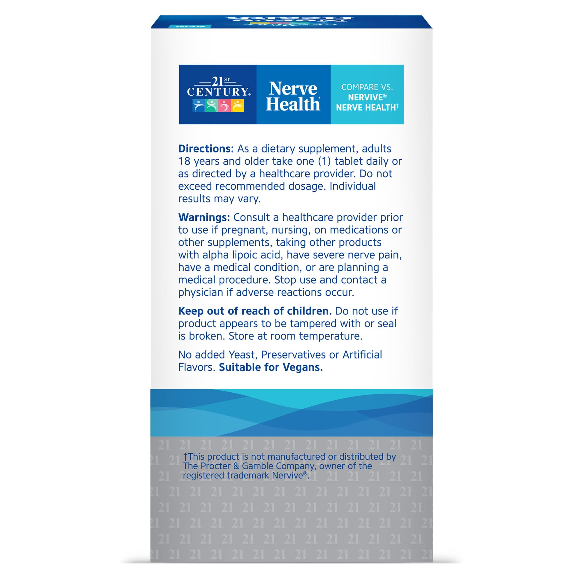21st Century Nerve Health Tablets (30 Count), Alpha Lipoic Acid 300mg, B1, B6, & B12 Vitamins for Nerve Function Support, Antioxidant ALA Supplement, Gluten Free. Non-GMO, & Vegan 21st Century buy supplements canada
