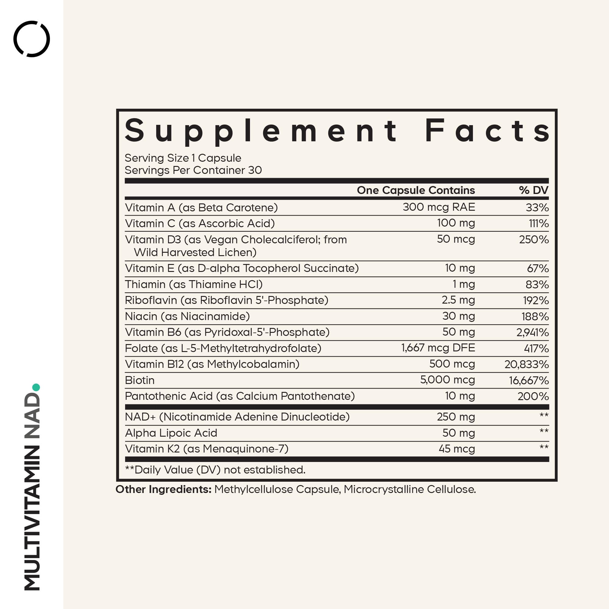 Codeage Multivitamin NAD Supplement - NAD+ Energy & Healthy Aging Support - Vitamin D3 K2, P5P, Methylated B12, Alpha Lipoic Acid, Folate, Riboflavin, Biotin, B Complex Pills - Non-GMO - 30 Capsules Codeage buy supplements canada