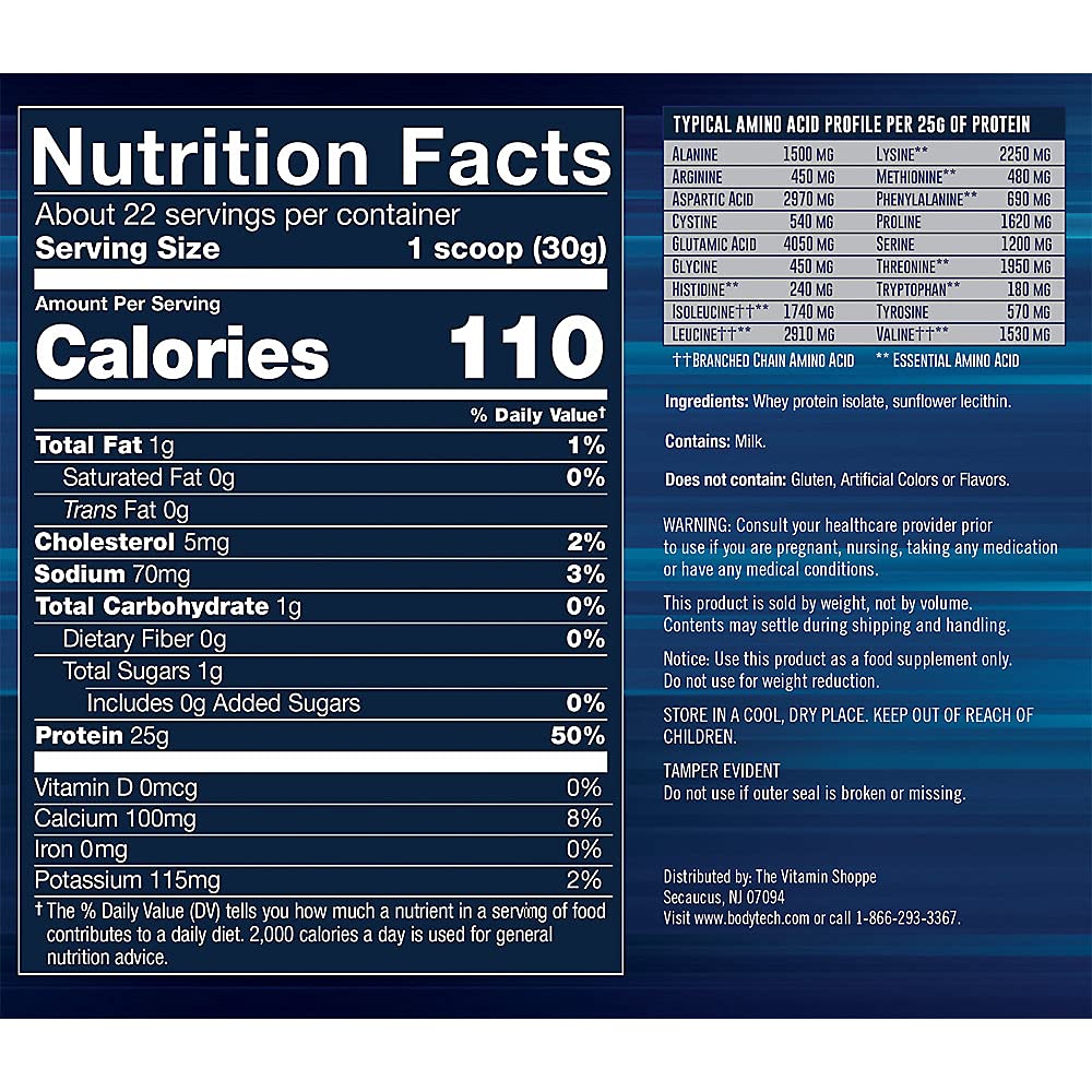 BODYTECH Whey Protein Isolate Powder - with 25 Grams of Protein per Serving & BCAA's BODYTECH buy supplements canada
