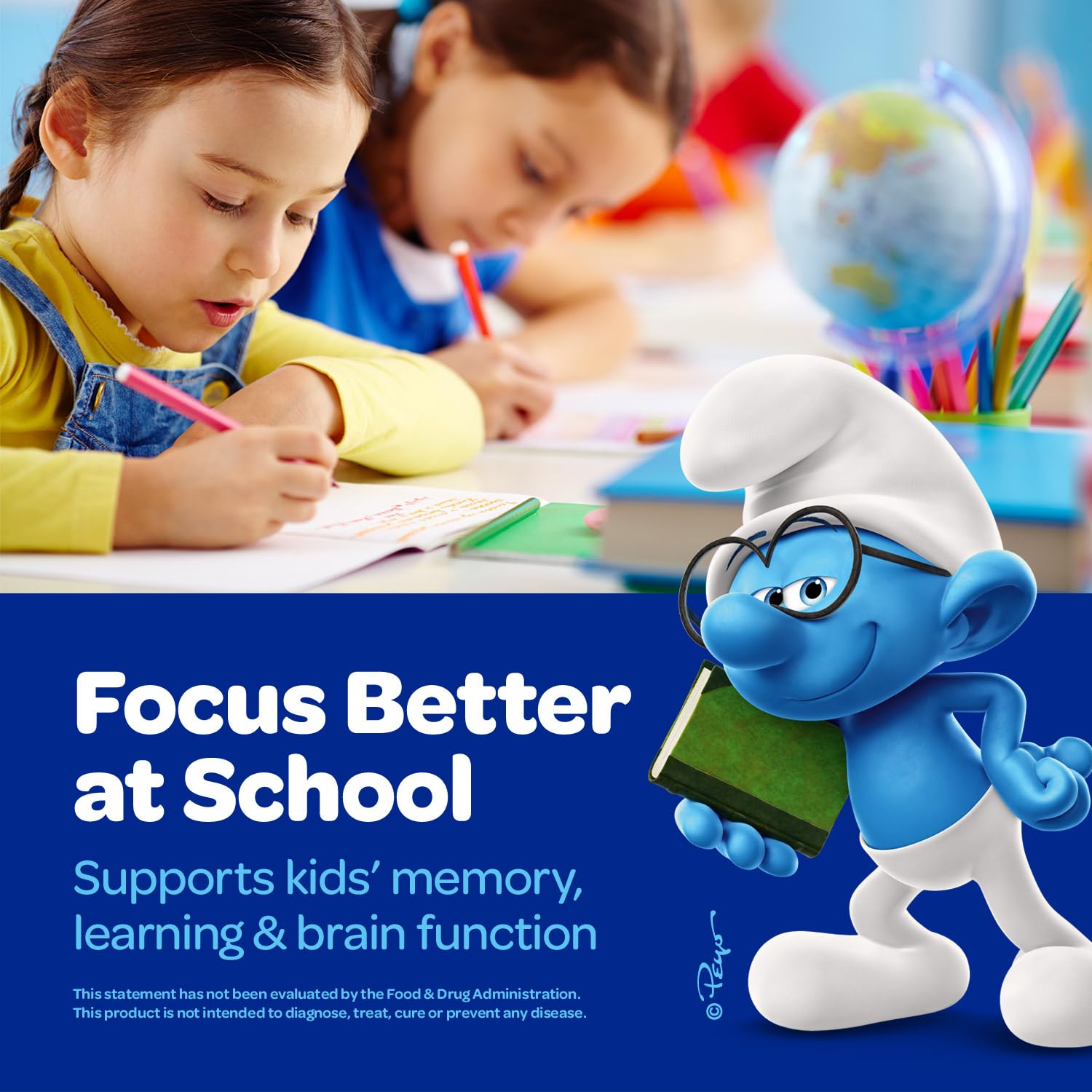 The Smurfs Nootropic Gummies for Kids with Vitamin B12 & L-Theanine | Laser Focus Gummy for Focus and Memory Supplements | Made with Real Fruit in a Smurf Berry | Doctor Developed | 60 Vegan Gummies VITABURST buy supplements canada