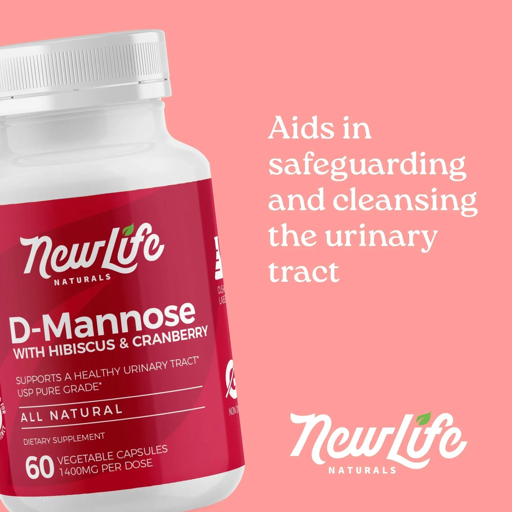 NewLife Naturals D-Mannose Capsules | w/Cranberry and Hibiscus Extracts | Natural Urinary Tract Health Supplement | 1400mg Pure Veggie Powder | 60 Veggie Capsules NewLife Naturals buy supplements canada
