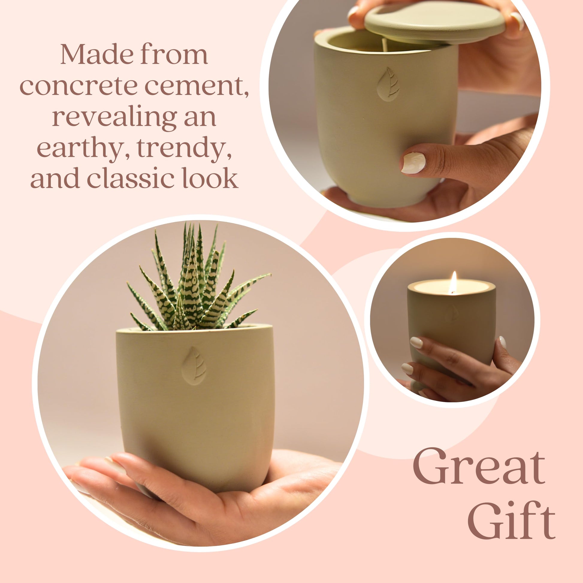 CandlePlanter Concrete Cement Candle Planter - Candles for Home Scented, Soy Candles CANDLEPLANTER buy supplements canada