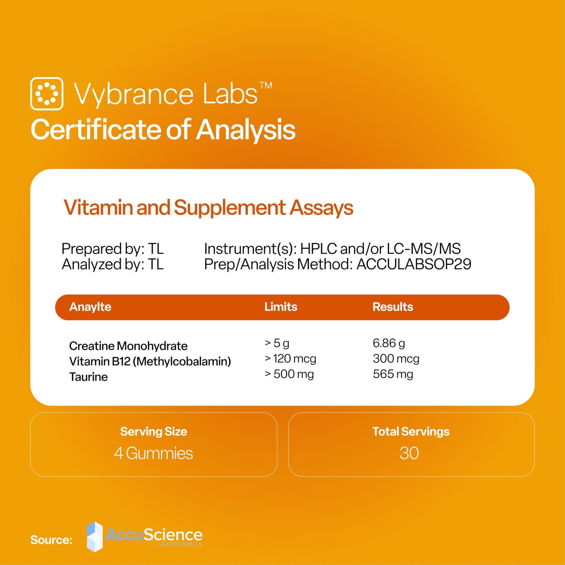 VYBRANCE LABS Creapure Creatine Gummies 5g + Taurine & B12 - Sugar-Free, Vegan, Gluten-Free - Citrus Mango - 120 Count (30 Servings) for Strength, Energy & Focus VYBRANCE LABS buy supplements canada