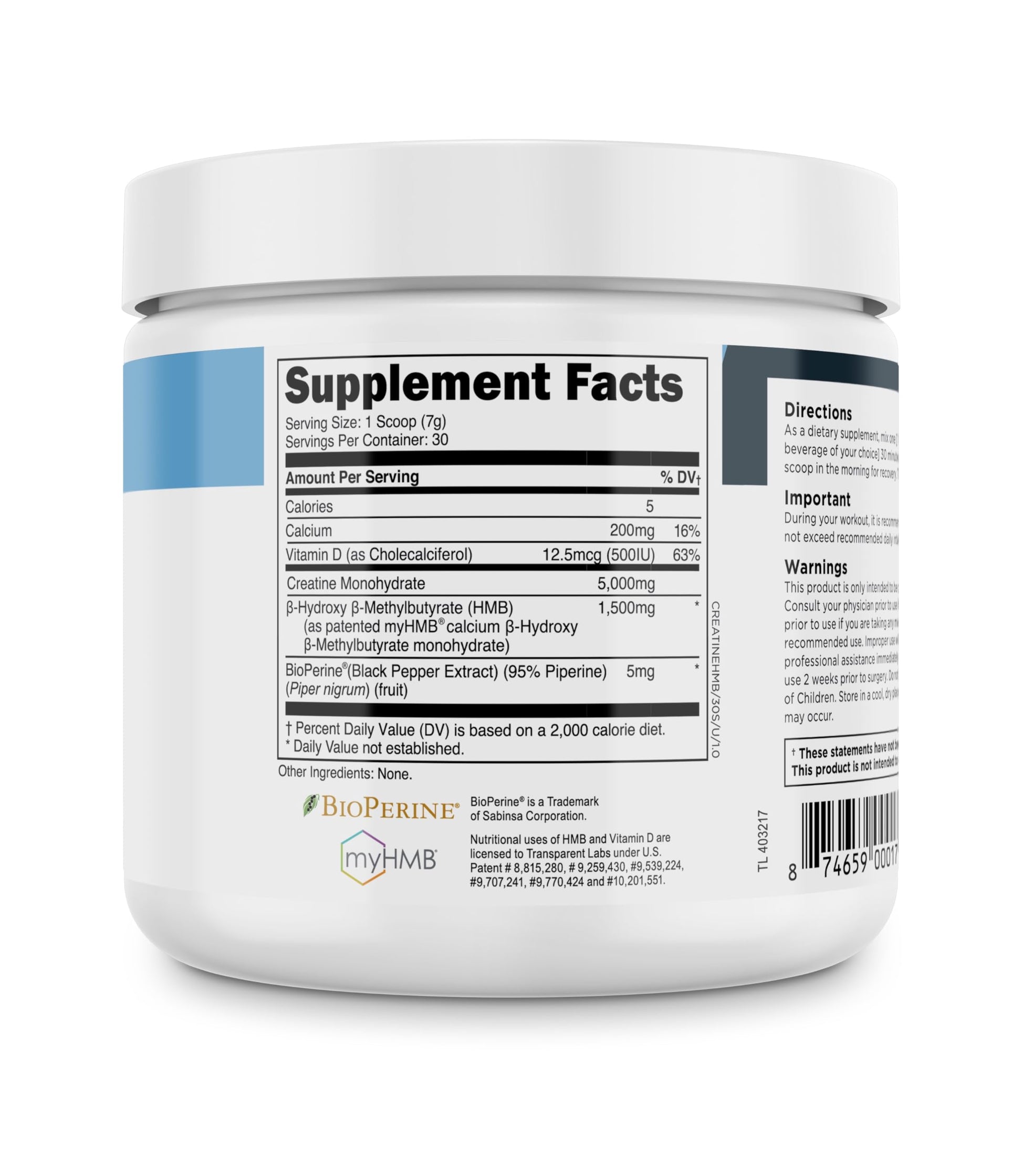 Transparent Labs Creatine HMB - Creatine Monohydrate Powder with HMB for Muscle Growth, Increased Strength, Enhanced Energy Output Transparent Labs buy supplements canada