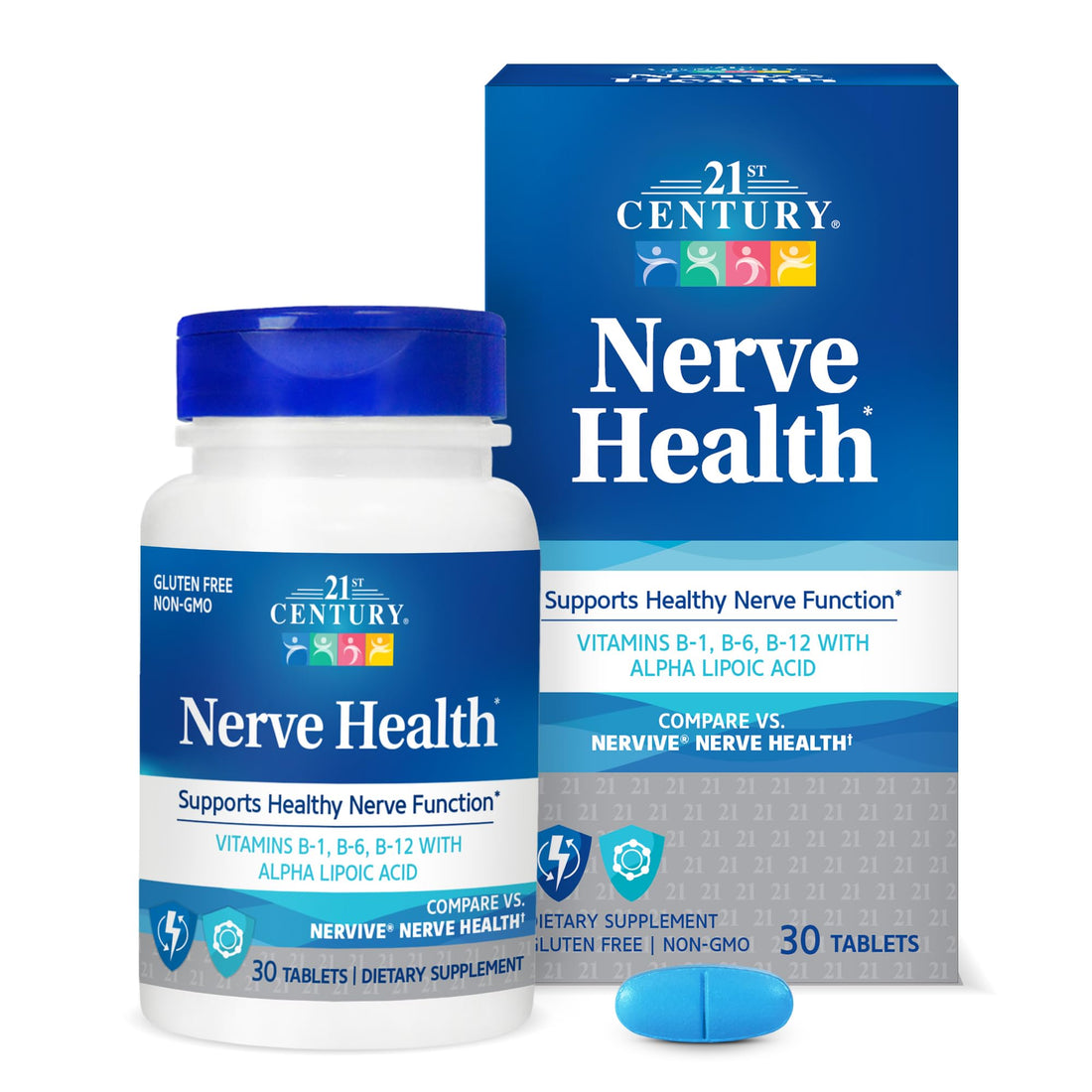 21st Century Nerve Health Tablets (30 Count), Alpha Lipoic Acid 300mg, B1, B6, & B12 Vitamins for Nerve Function Support, Antioxidant ALA Supplement, Gluten Free. Non-GMO, & Vegan 21st Century buy supplements canada