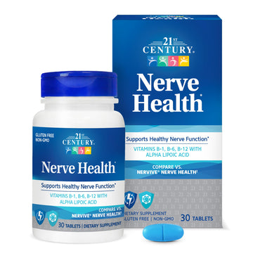 21st Century Nerve Health Tablets (30 Count), Alpha Lipoic Acid 300mg, B1, B6, & B12 Vitamins for Nerve Function Support, Antioxidant ALA Supplement, Gluten Free. Non-GMO, & Vegan 21st Century buy supplements canada