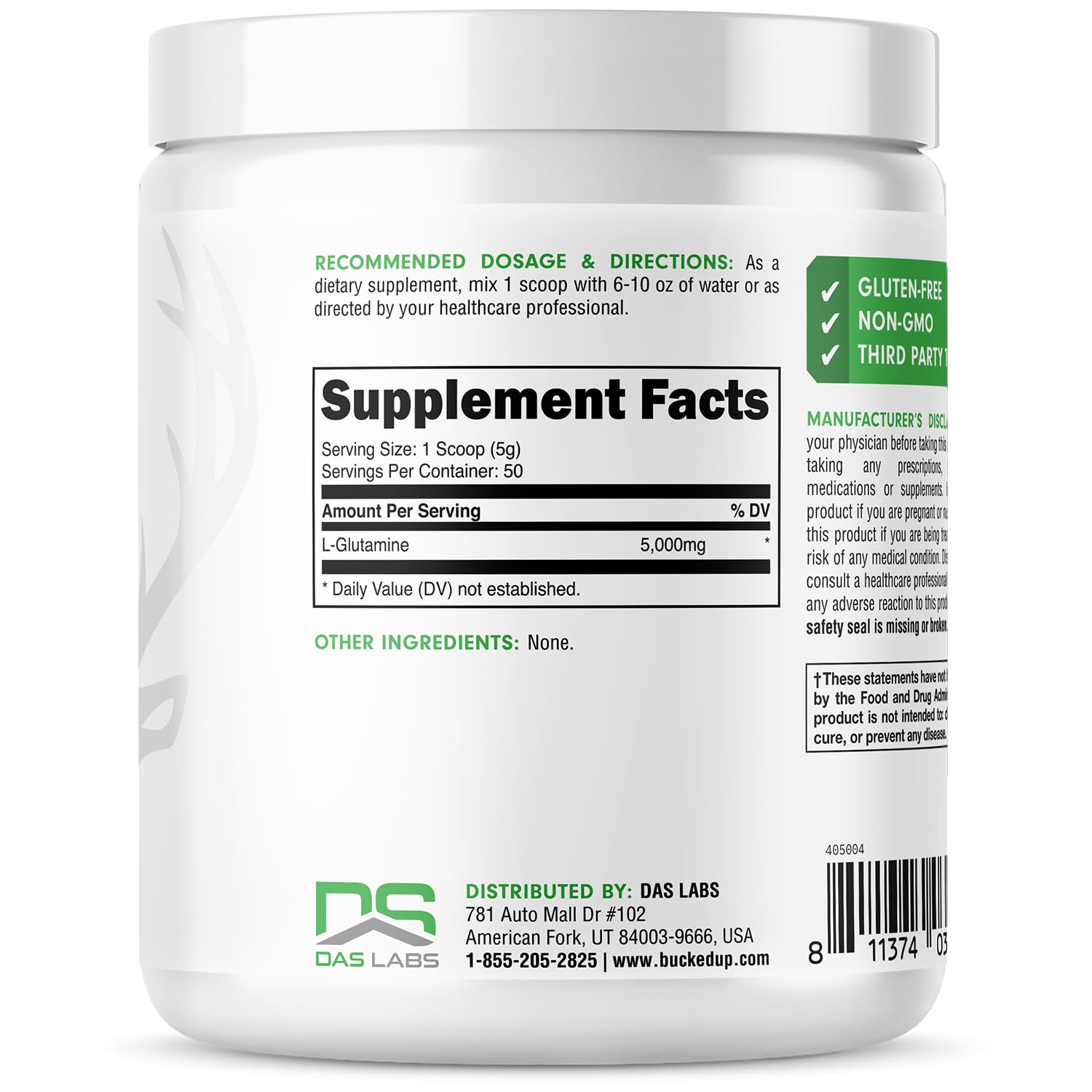 Bucked Up L-Glutamine (5000mg), Essentials (50 Servings, 250 Grams) Bucked Up buy supplements canada