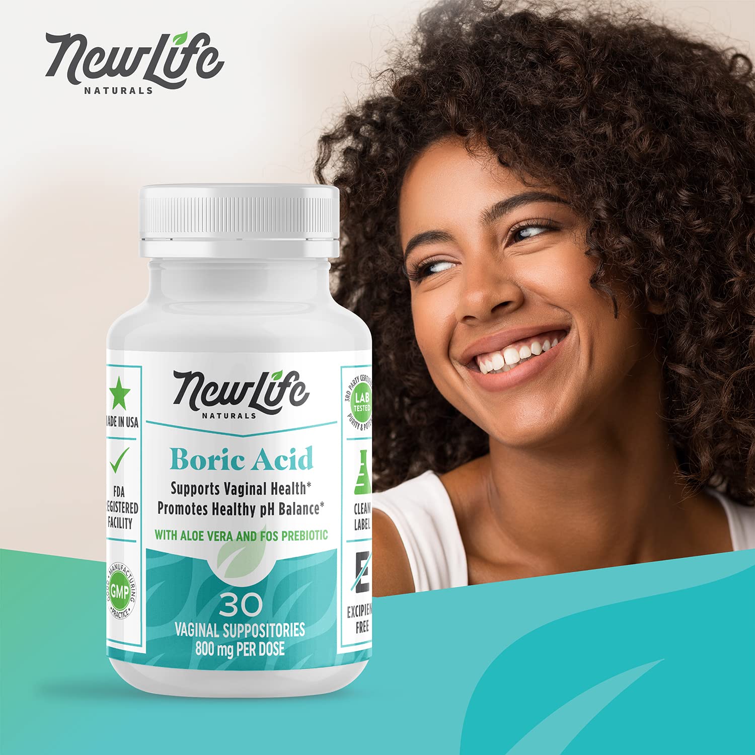 NewLife Naturals Boric Acid Vaginal Suppositories with Aloe Vera & FOS Prebiotic | Women's pH Balance Pills NewLife Naturals buy supplements canada