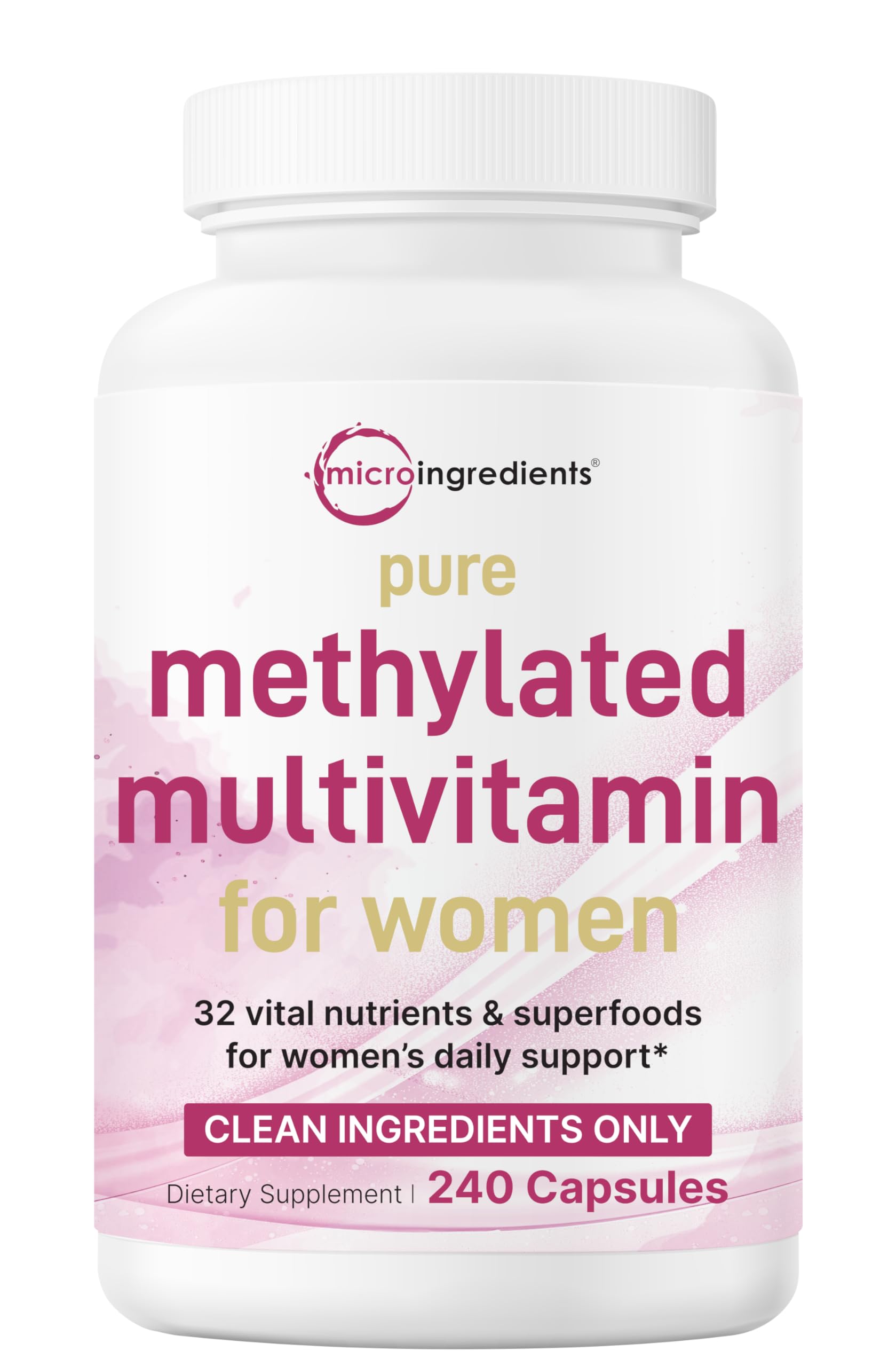Micro Ingredients Pure Methylated Multivitamin for Women, 240 Capsules | 32-in-1 Formula with Vitamin B, C, D + Iron, Methylfolate & More Micro Ingredients buy supplements canada